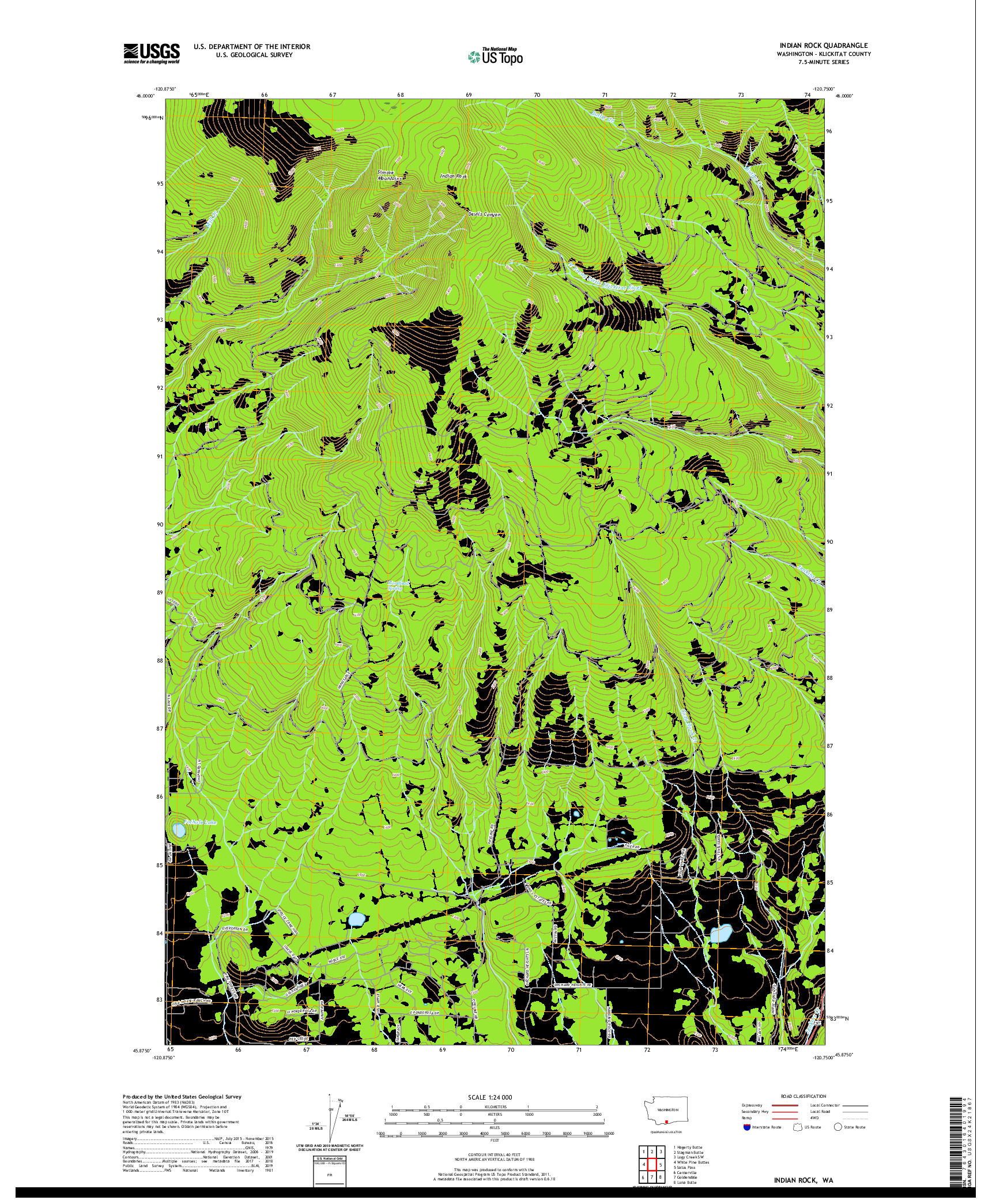 USGS US TOPO 7.5-MINUTE MAP FOR INDIAN ROCK, WA 2020