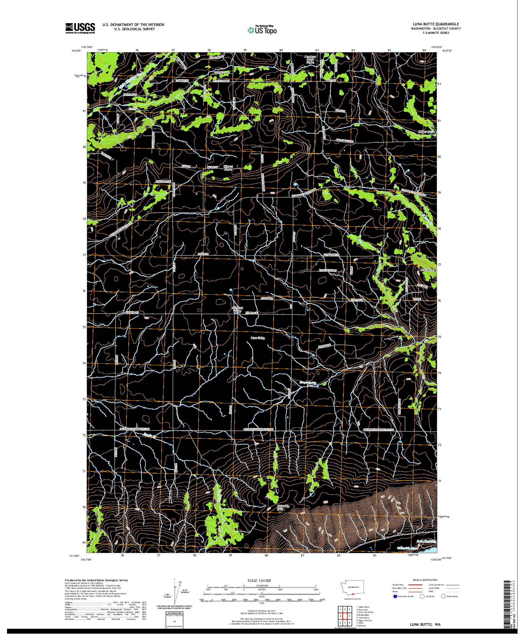 USGS US TOPO 7.5-MINUTE MAP FOR LUNA BUTTE, WA 2020