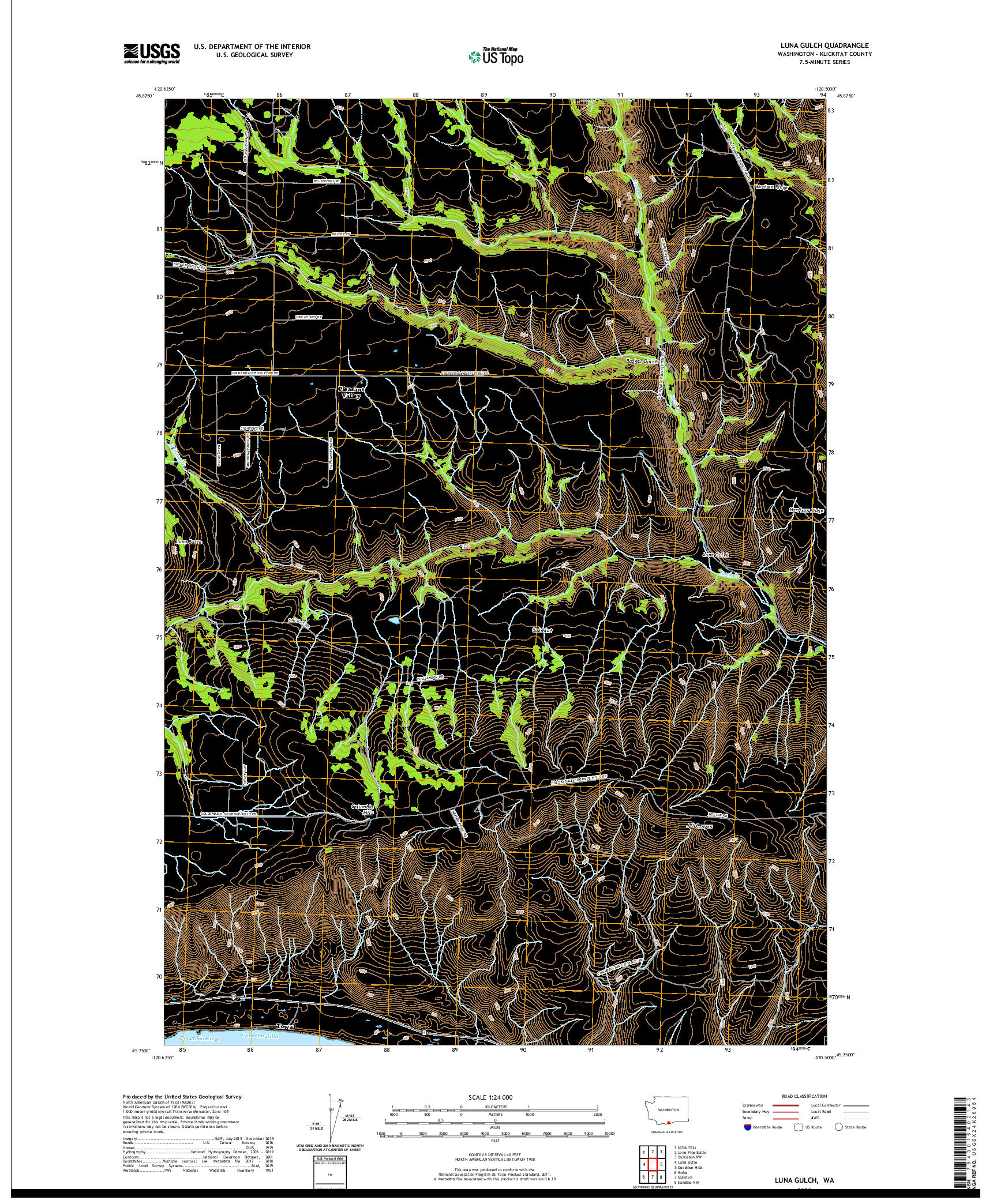 USGS US TOPO 7.5-MINUTE MAP FOR LUNA GULCH, WA 2020