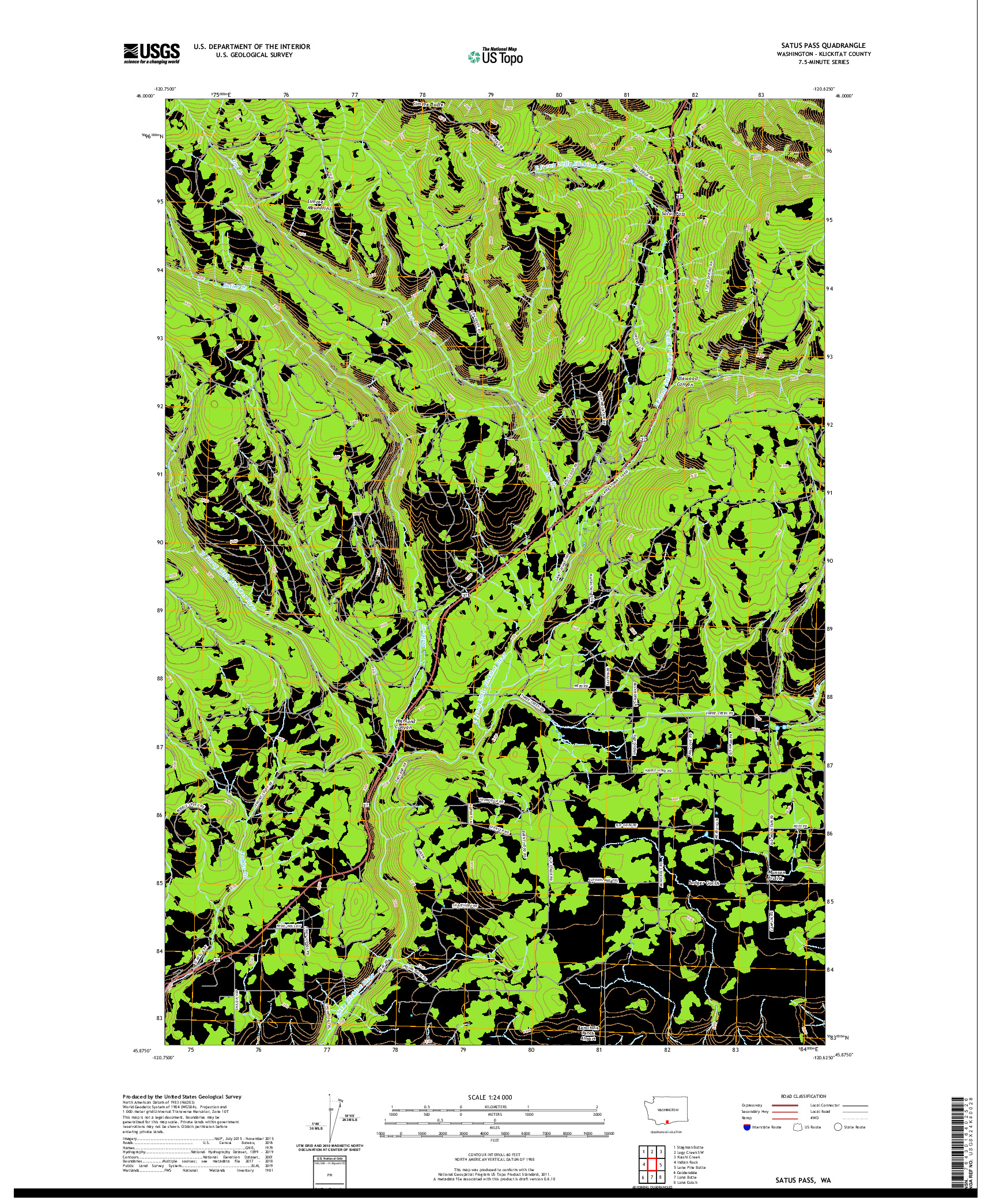 USGS US TOPO 7.5-MINUTE MAP FOR SATUS PASS, WA 2020