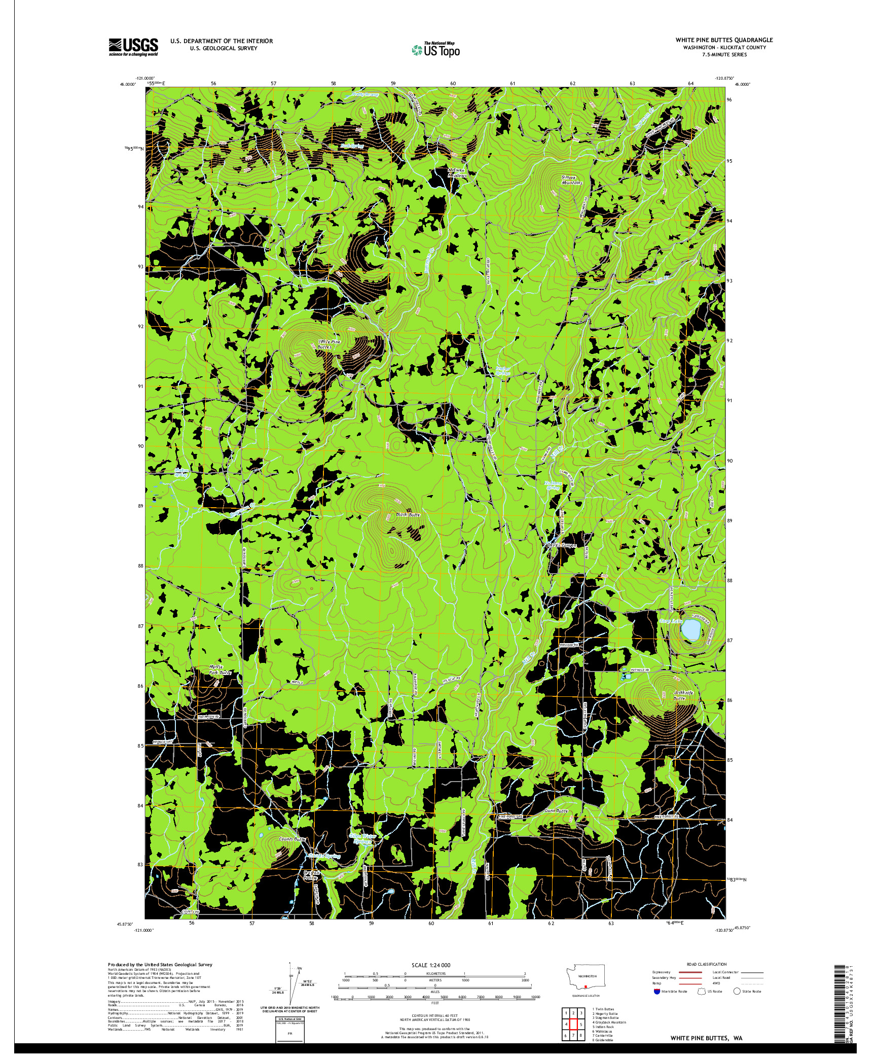 USGS US TOPO 7.5-MINUTE MAP FOR WHITE PINE BUTTES, WA 2020