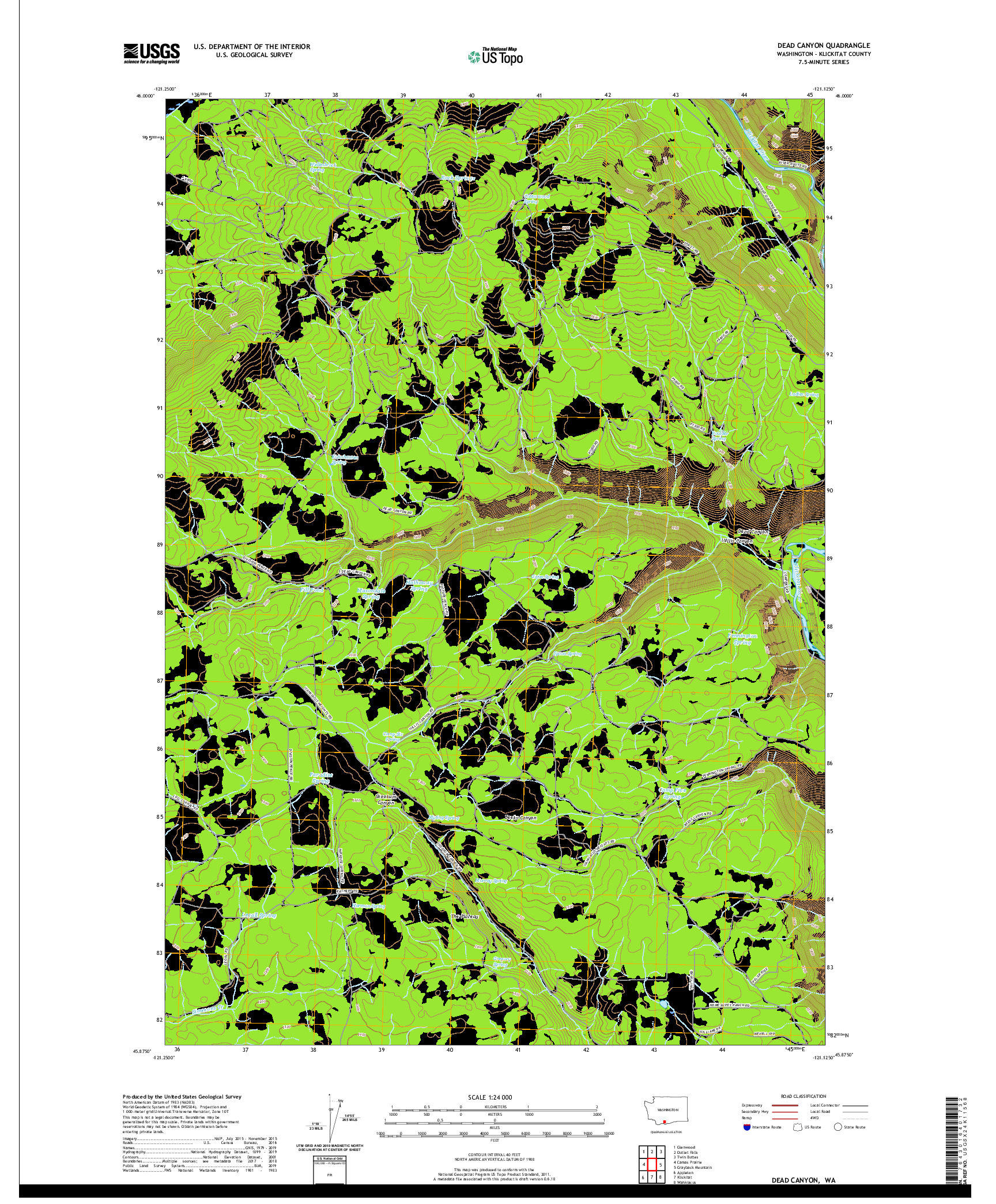 USGS US TOPO 7.5-MINUTE MAP FOR DEAD CANYON, WA 2020