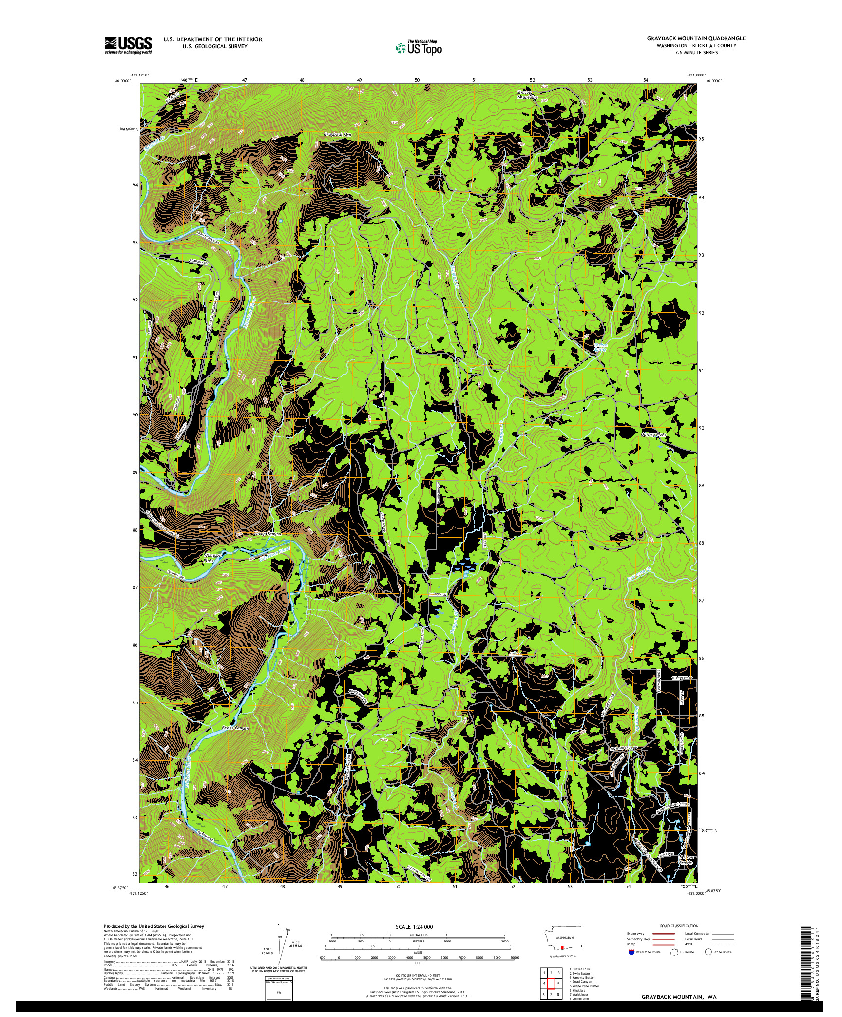 USGS US TOPO 7.5-MINUTE MAP FOR GRAYBACK MOUNTAIN, WA 2020