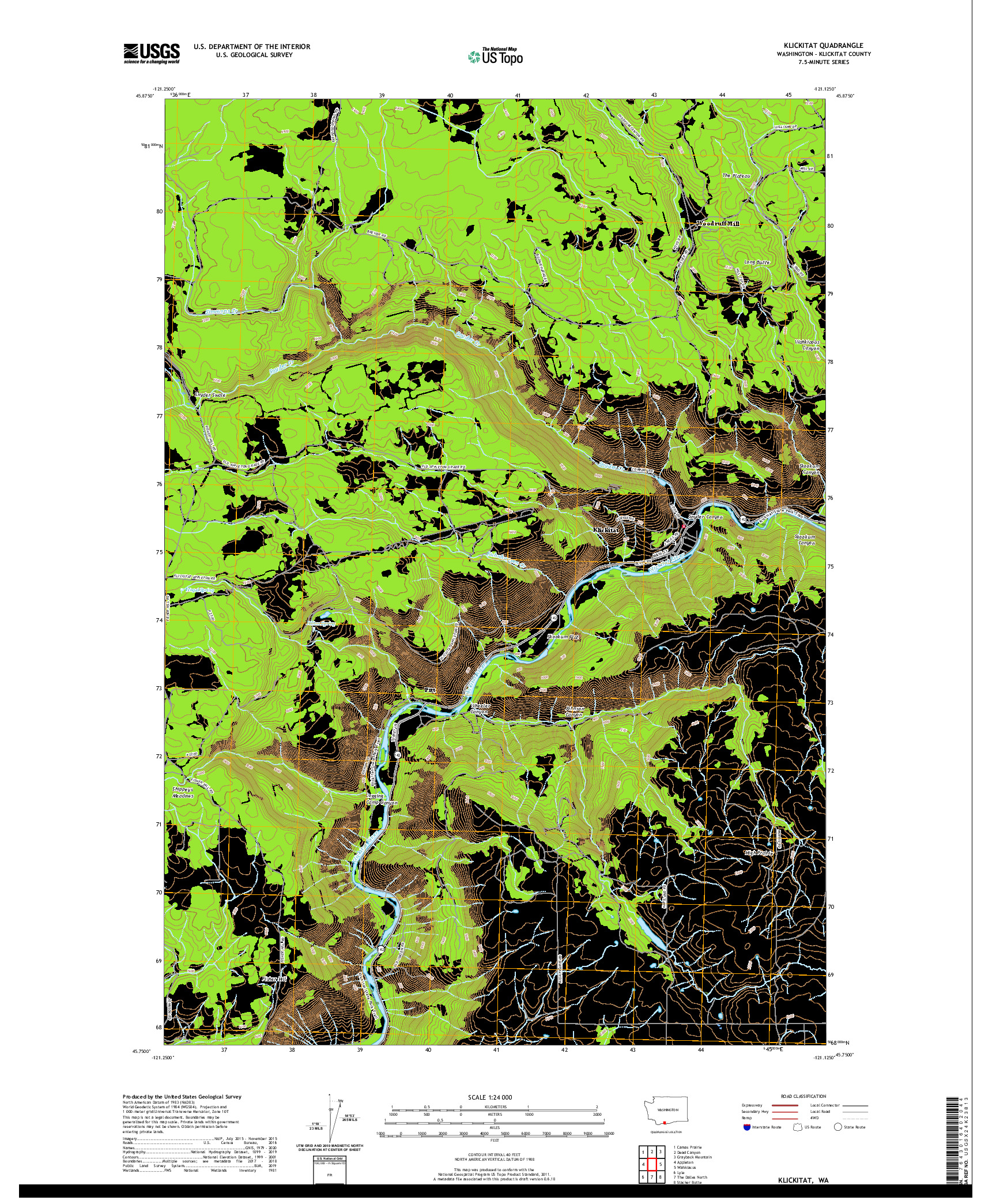 USGS US TOPO 7.5-MINUTE MAP FOR KLICKITAT, WA 2020
