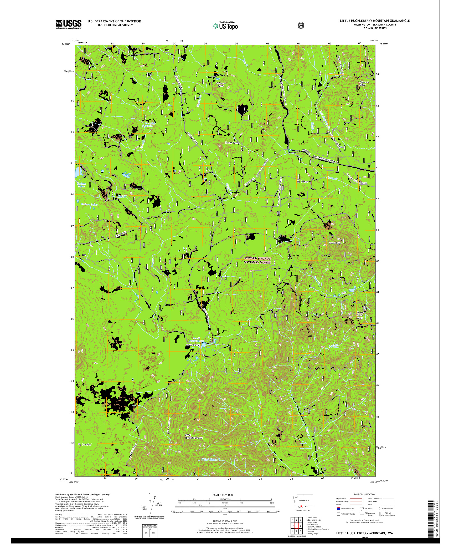 USGS US TOPO 7.5-MINUTE MAP FOR LITTLE HUCKLEBERRY MOUNTAIN, WA 2020
