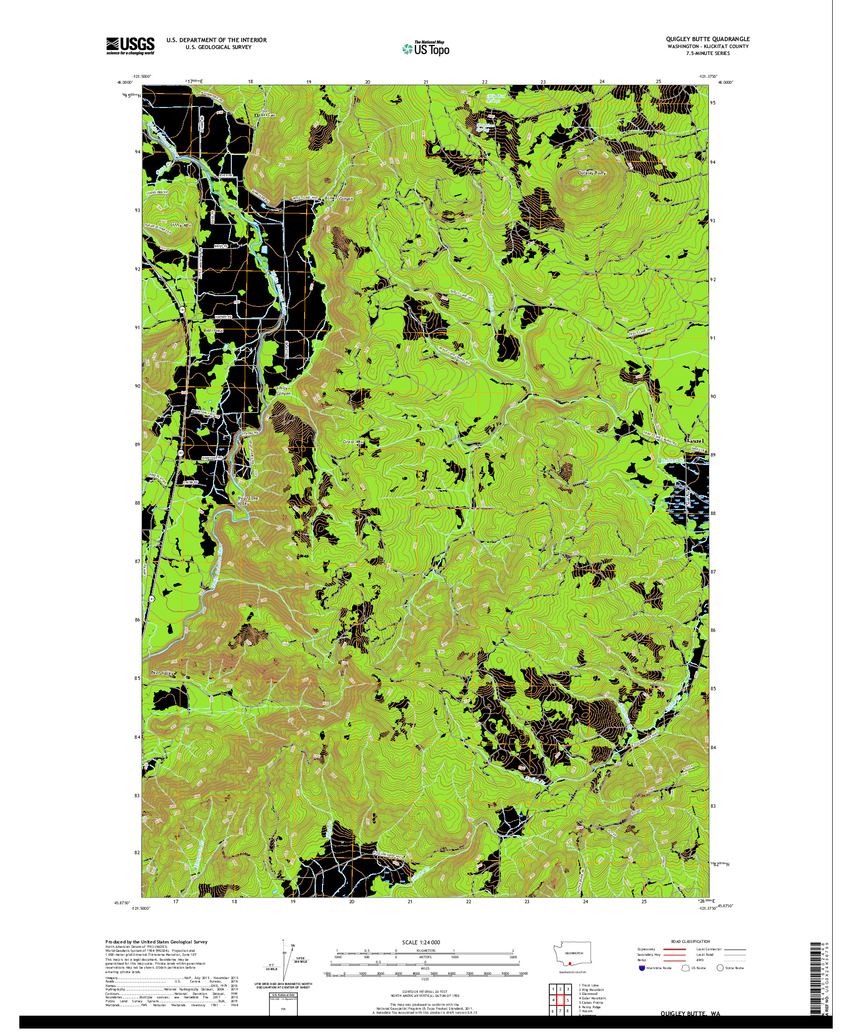 USGS US TOPO 7.5-MINUTE MAP FOR QUIGLEY BUTTE, WA 2020