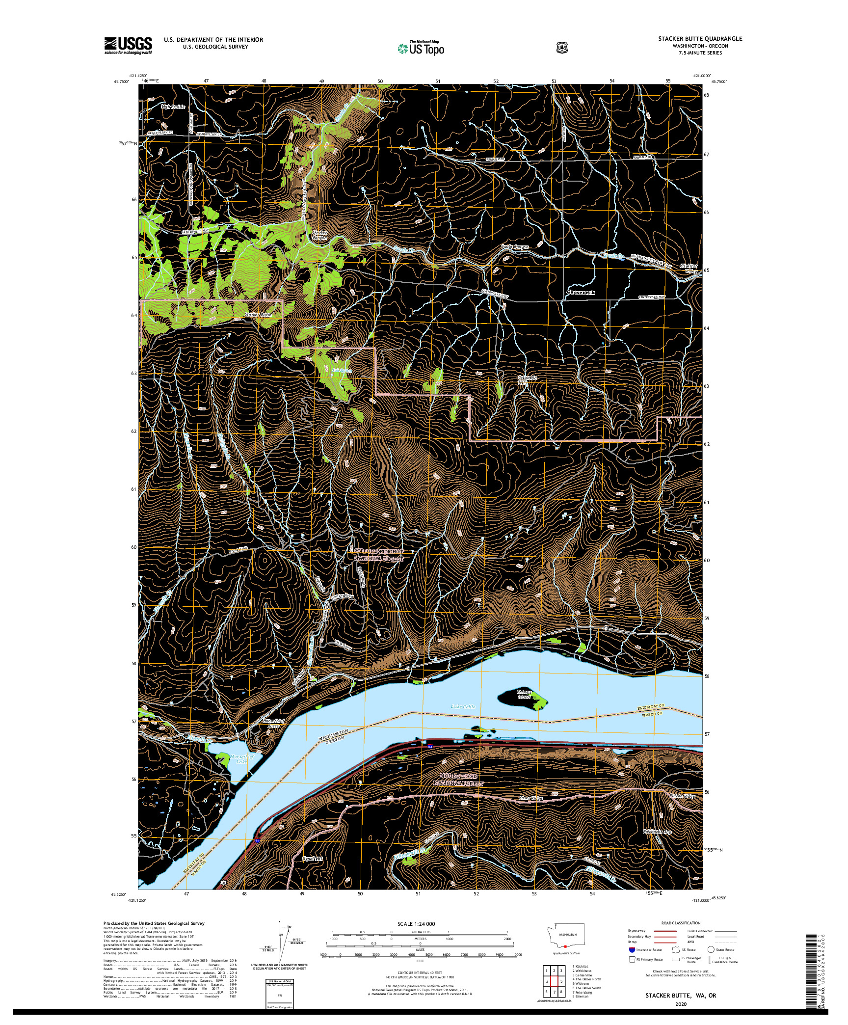 USGS US TOPO 7.5-MINUTE MAP FOR STACKER BUTTE, WA,OR 2020