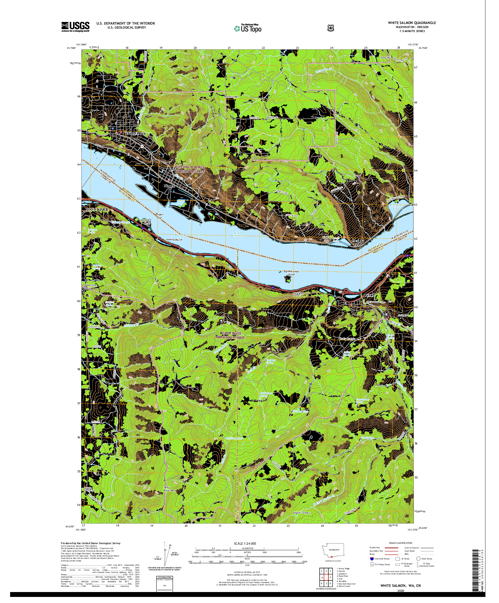 USGS US TOPO 7.5-MINUTE MAP FOR WHITE SALMON, WA,OR 2020