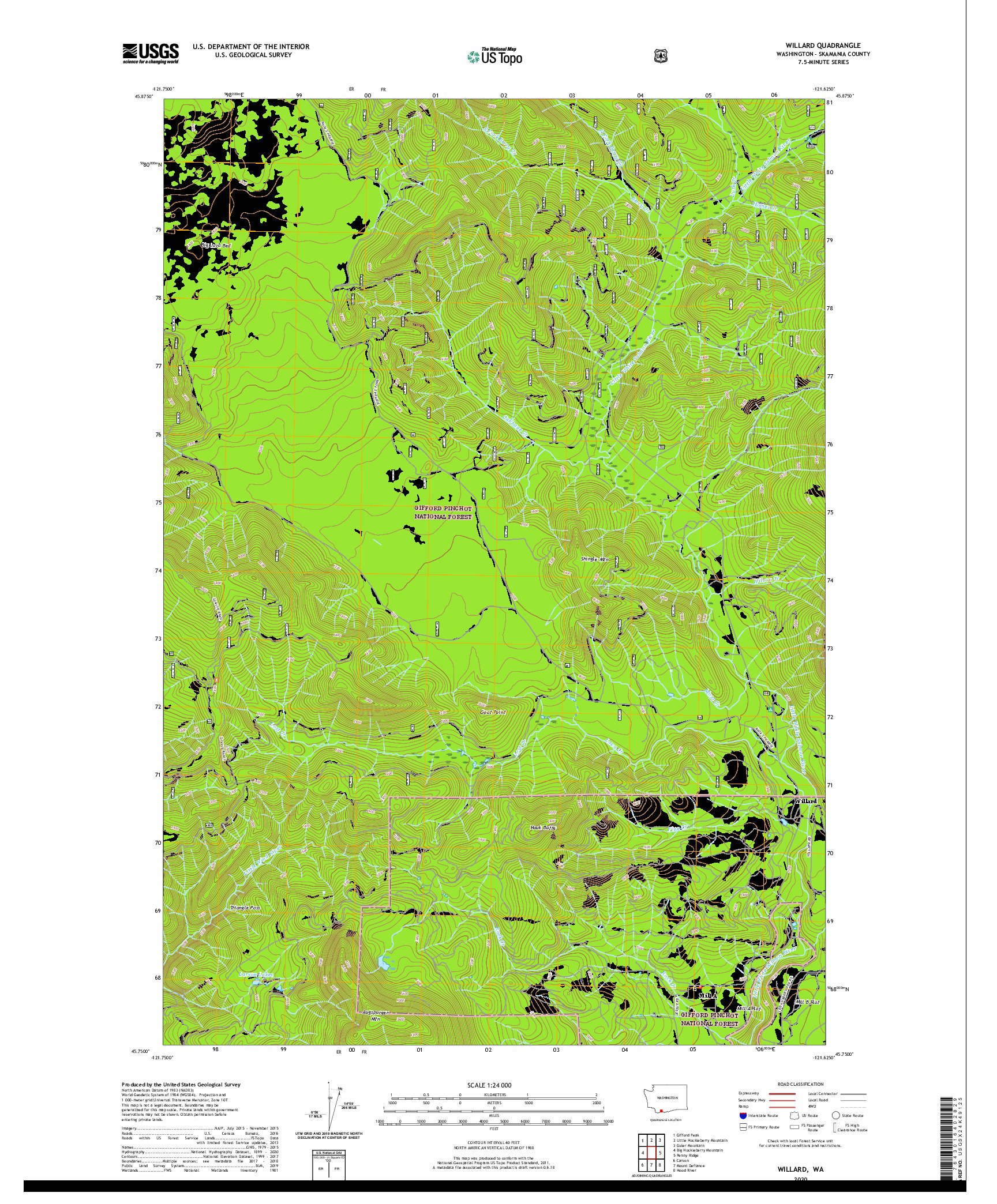 USGS US TOPO 7.5-MINUTE MAP FOR WILLARD, WA 2020