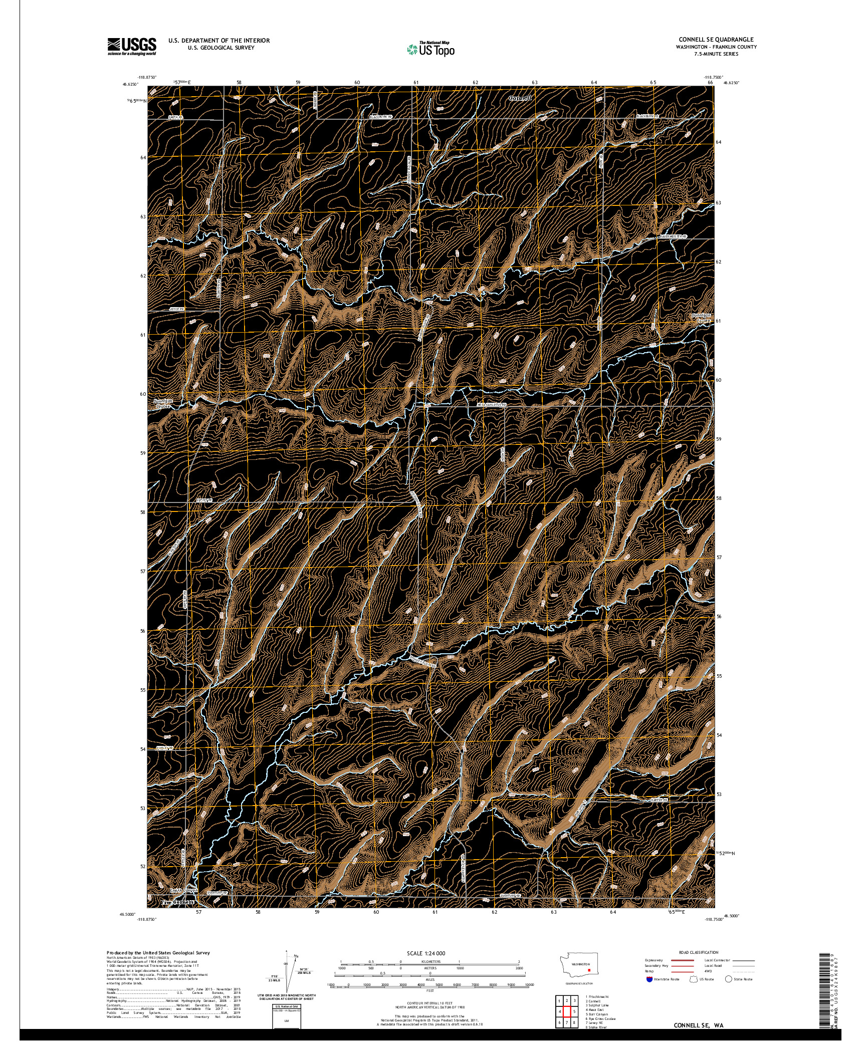 USGS US TOPO 7.5-MINUTE MAP FOR CONNELL SE, WA 2020