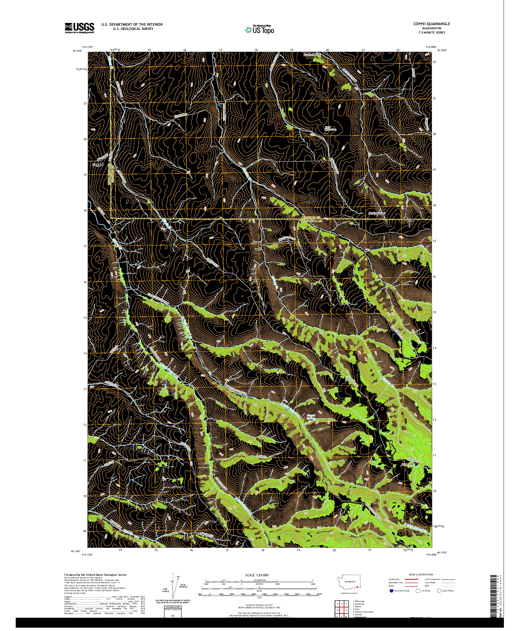 USGS US TOPO 7.5-MINUTE MAP FOR COPPEI, WA 2020