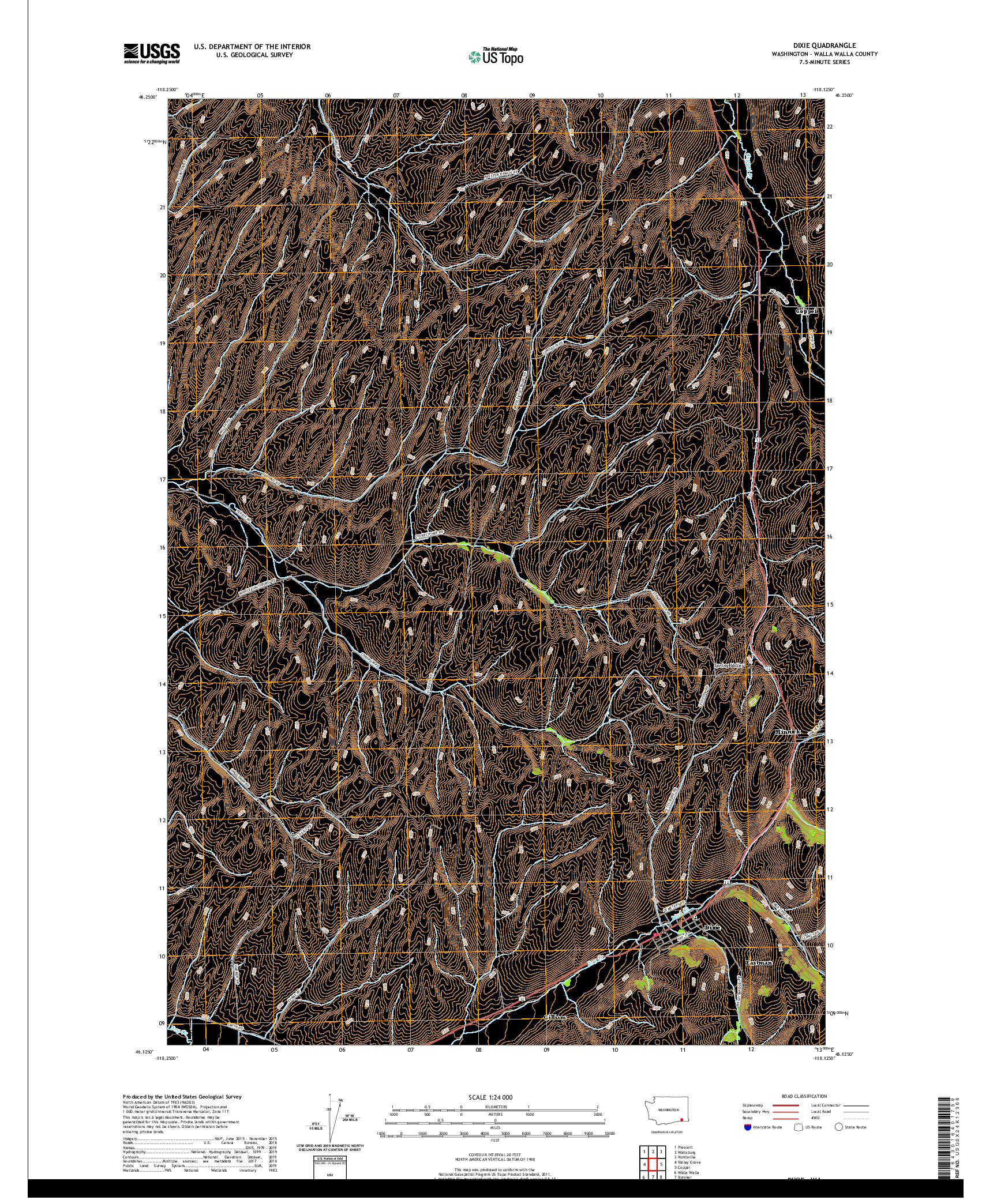 USGS US TOPO 7.5-MINUTE MAP FOR DIXIE, WA 2020