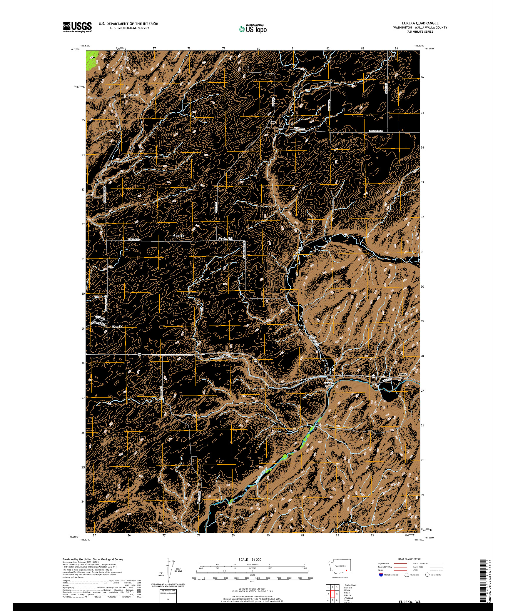 USGS US TOPO 7.5-MINUTE MAP FOR EUREKA, WA 2020