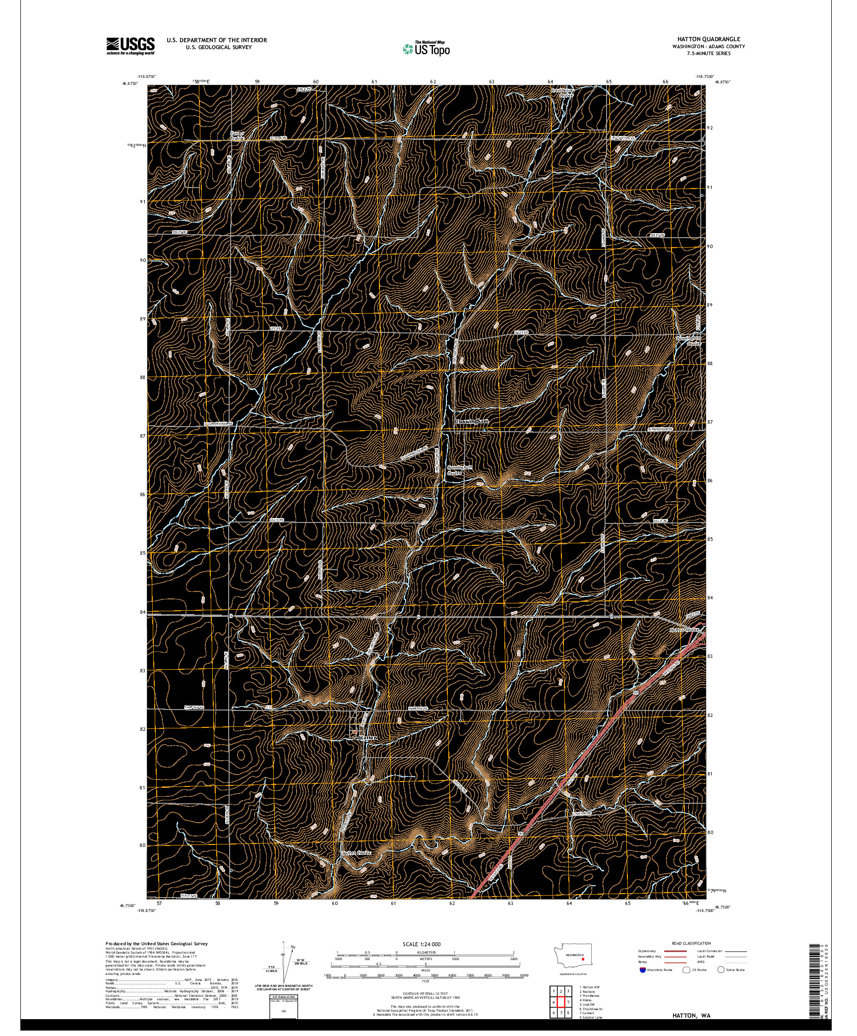 USGS US TOPO 7.5-MINUTE MAP FOR HATTON, WA 2020