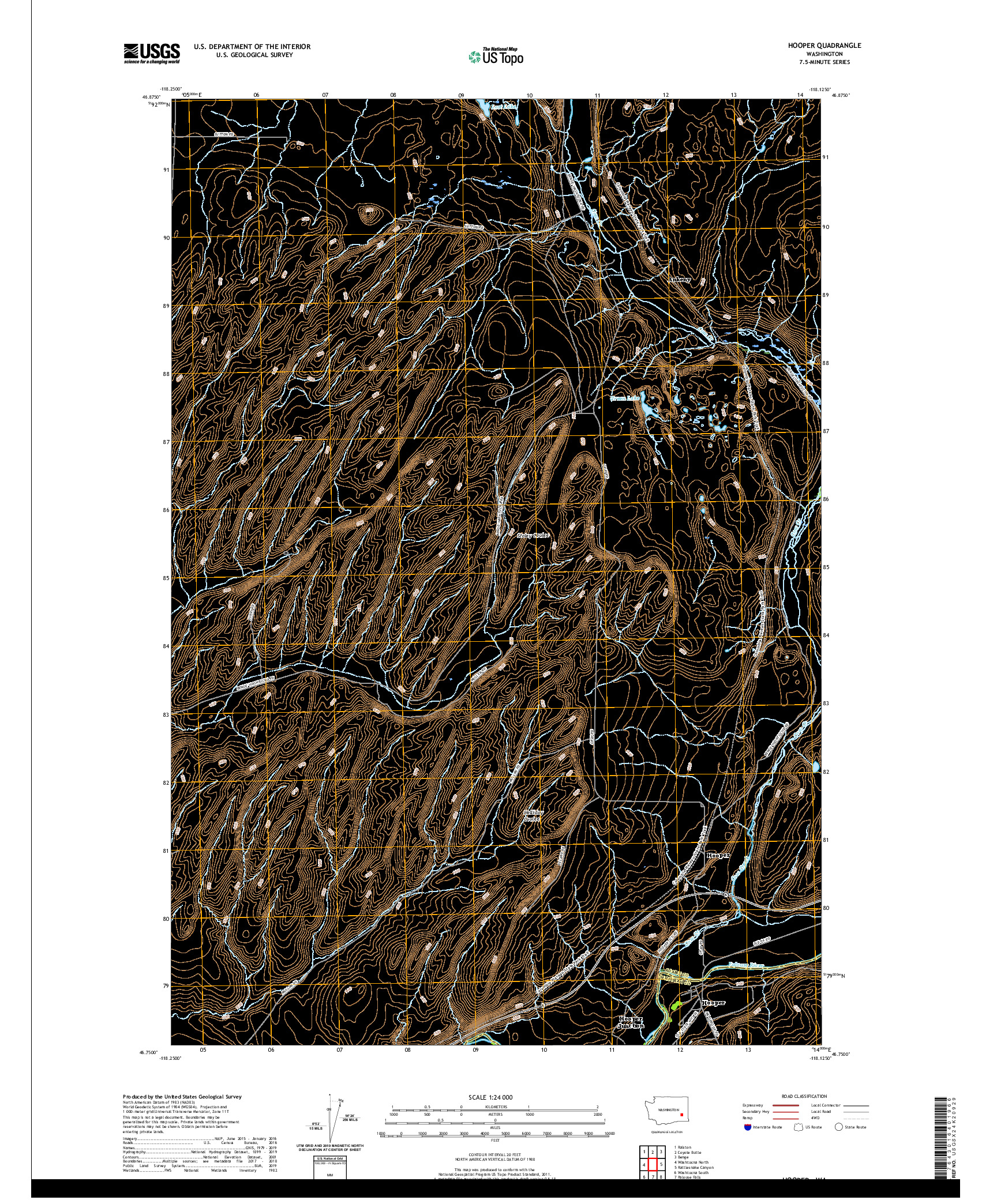 USGS US TOPO 7.5-MINUTE MAP FOR HOOPER, WA 2020