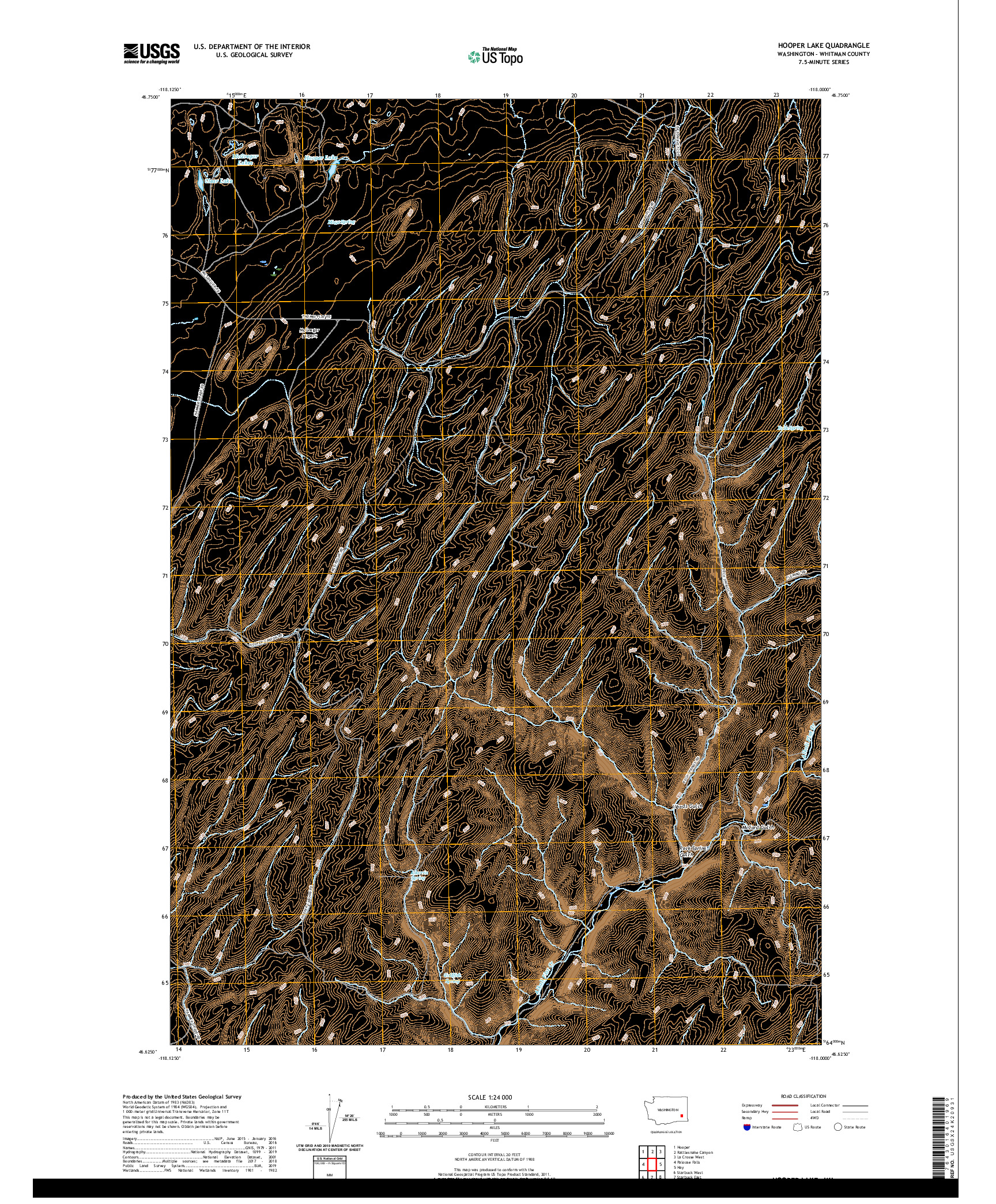 USGS US TOPO 7.5-MINUTE MAP FOR HOOPER LAKE, WA 2020