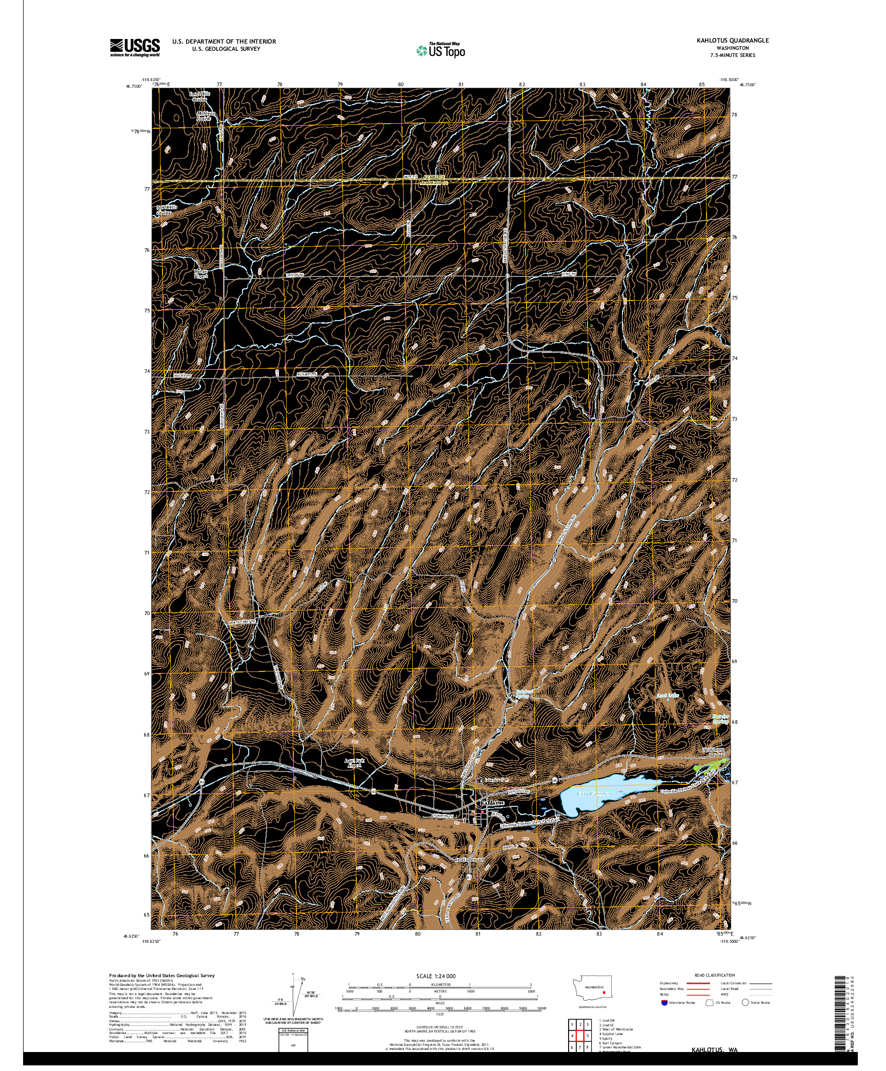 USGS US TOPO 7.5-MINUTE MAP FOR KAHLOTUS, WA 2020