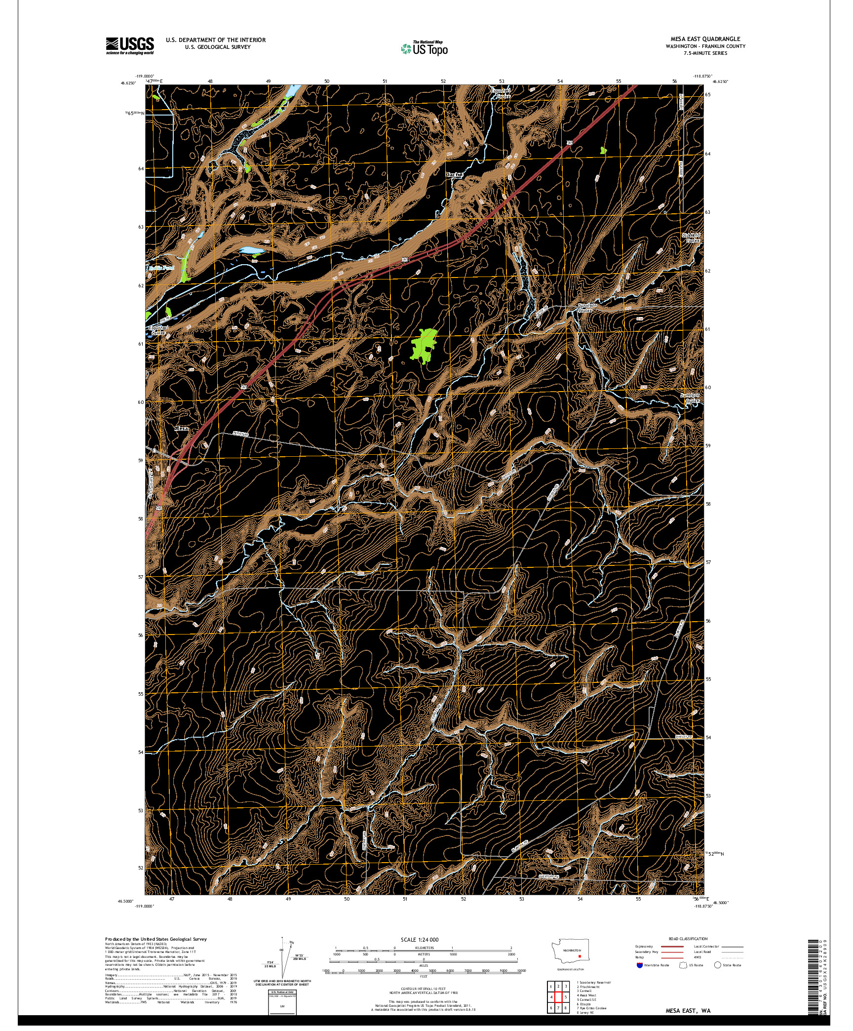 USGS US TOPO 7.5-MINUTE MAP FOR MESA EAST, WA 2020