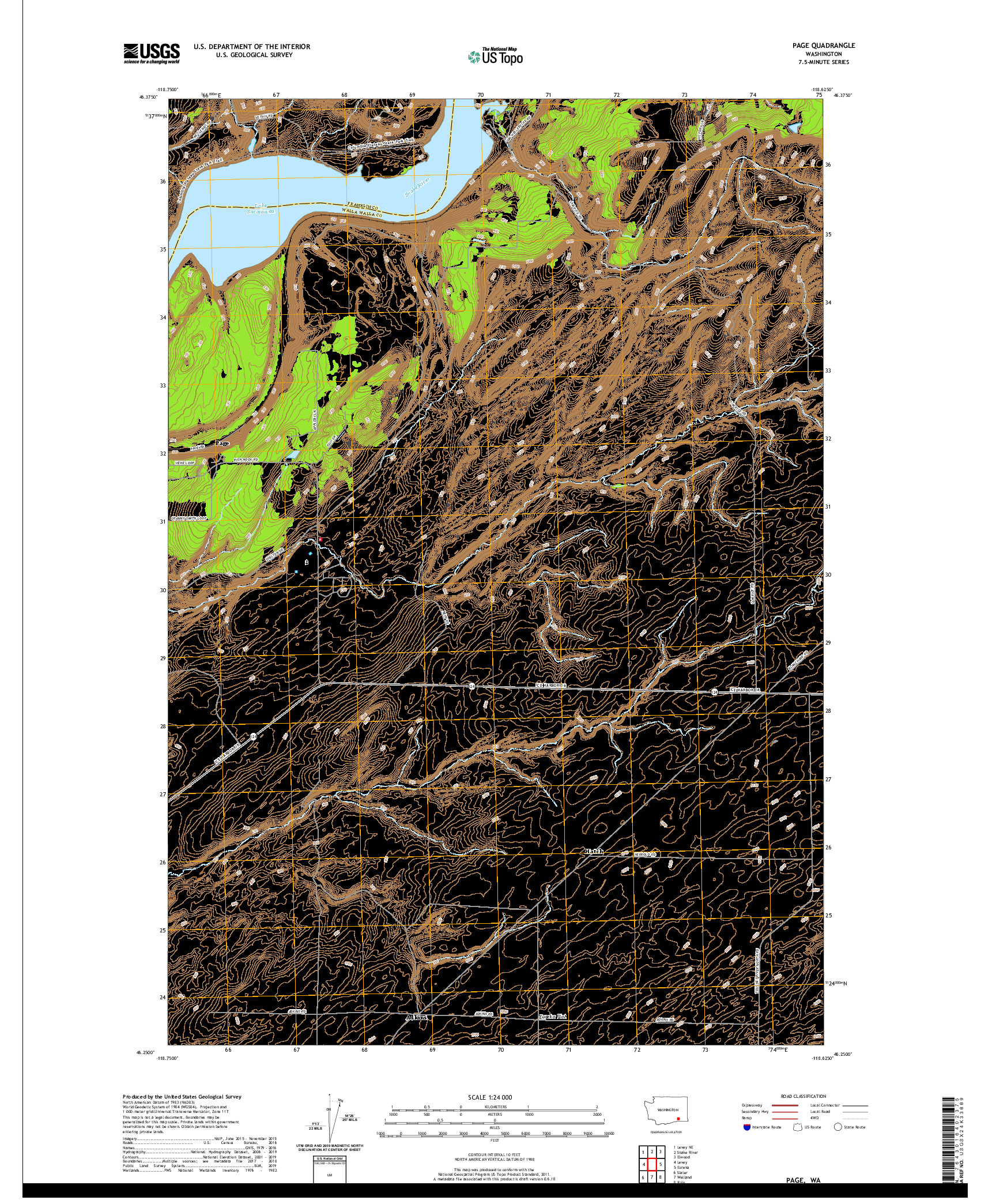 USGS US TOPO 7.5-MINUTE MAP FOR PAGE, WA 2020