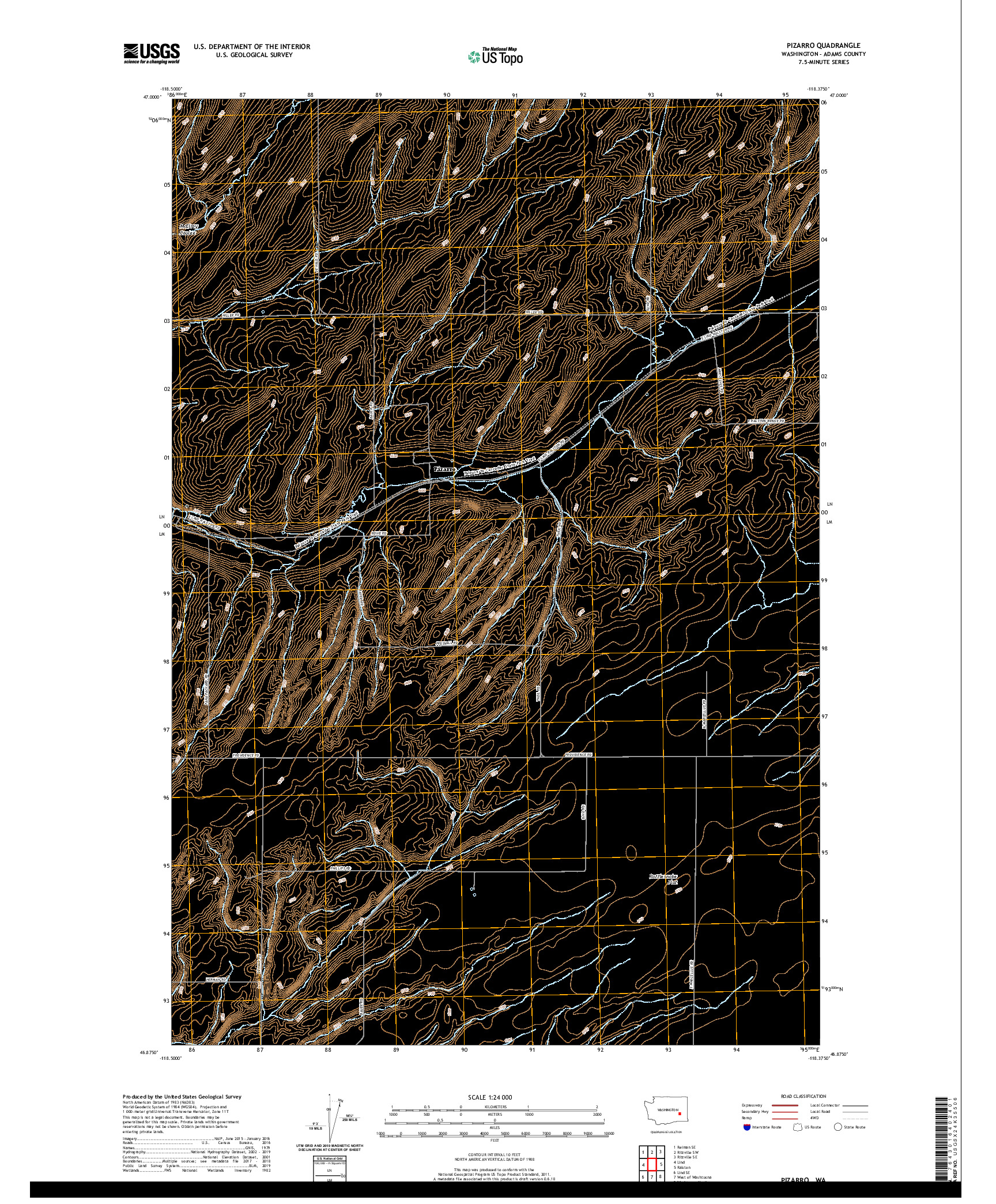 USGS US TOPO 7.5-MINUTE MAP FOR PIZARRO, WA 2020