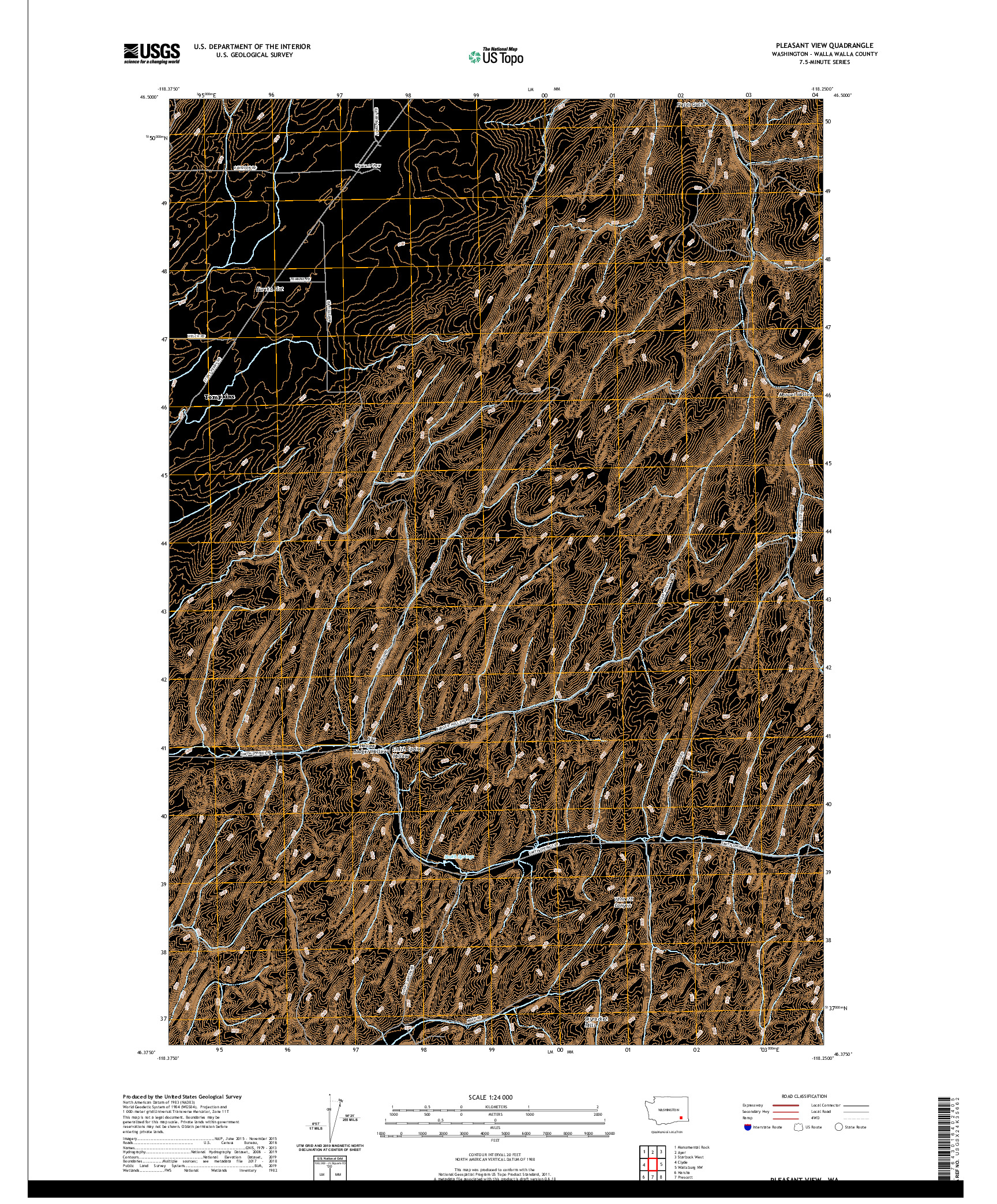 USGS US TOPO 7.5-MINUTE MAP FOR PLEASANT VIEW, WA 2020