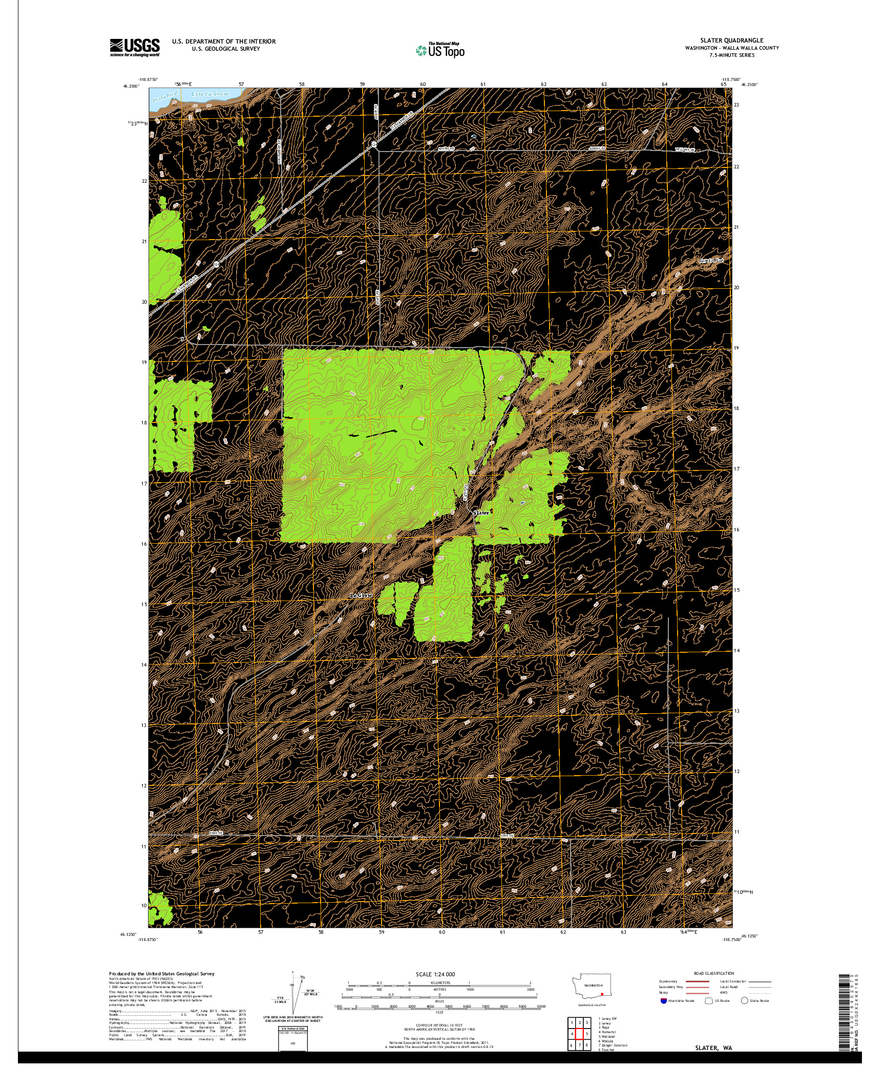 USGS US TOPO 7.5-MINUTE MAP FOR SLATER, WA 2020