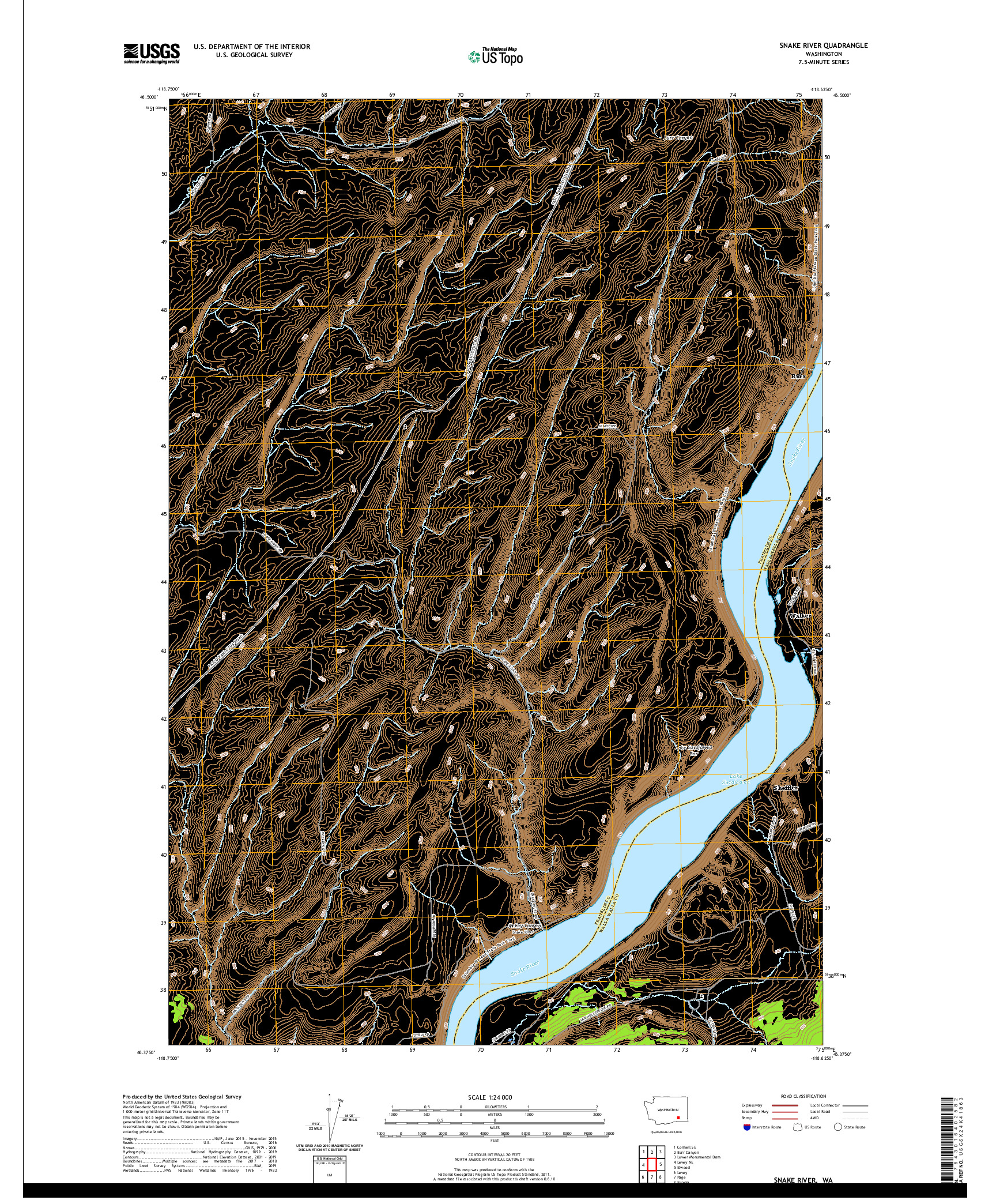 USGS US TOPO 7.5-MINUTE MAP FOR SNAKE RIVER, WA 2020