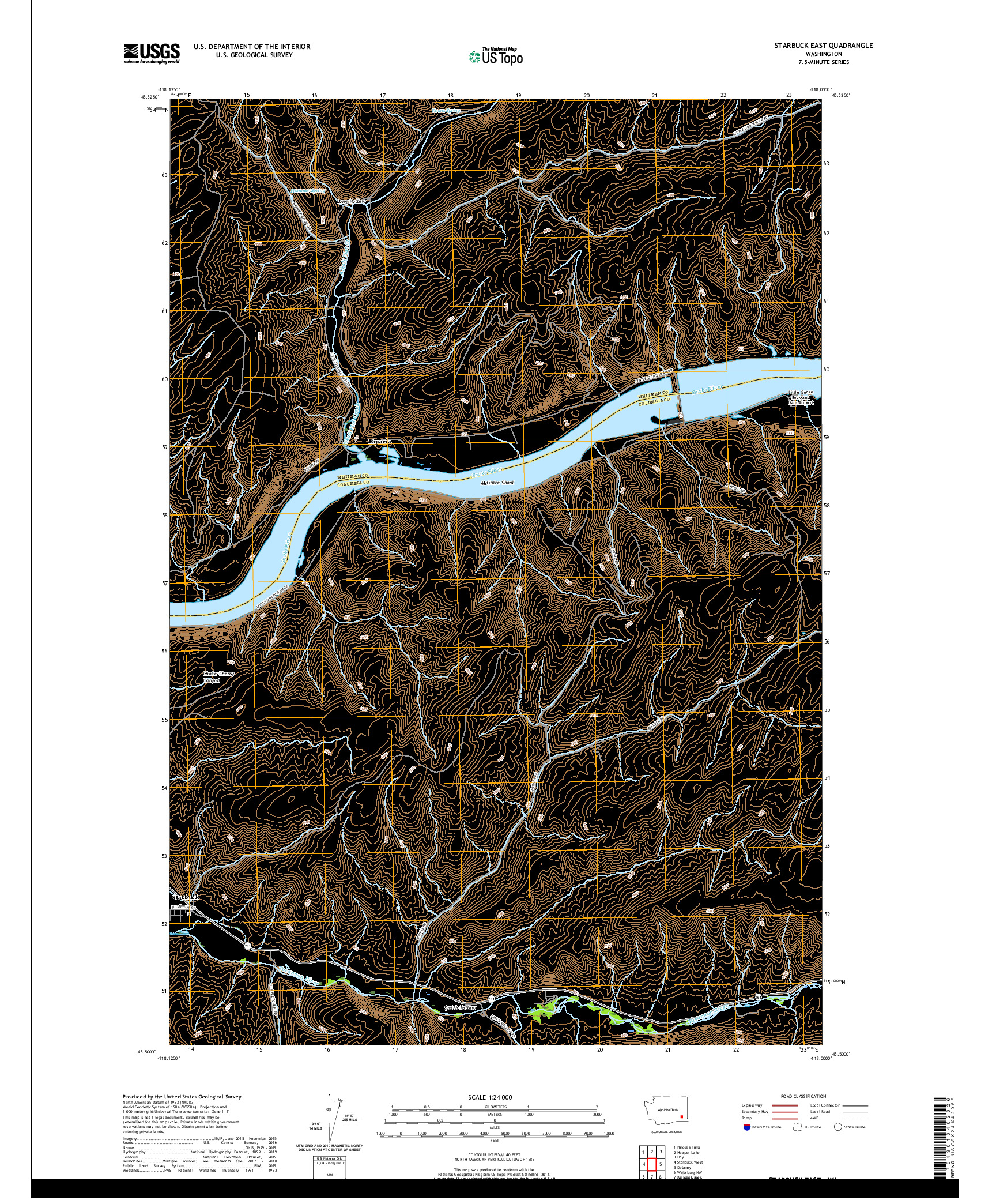 USGS US TOPO 7.5-MINUTE MAP FOR STARBUCK EAST, WA 2020