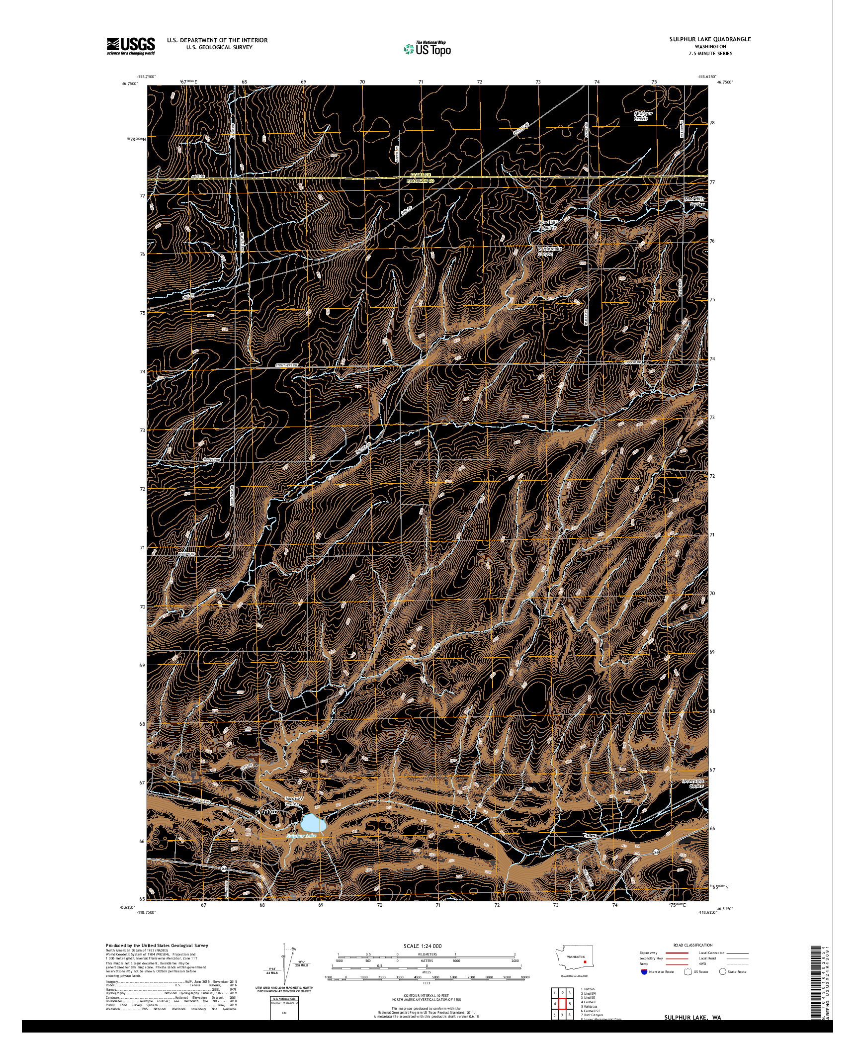 USGS US TOPO 7.5-MINUTE MAP FOR SULPHUR LAKE, WA 2020