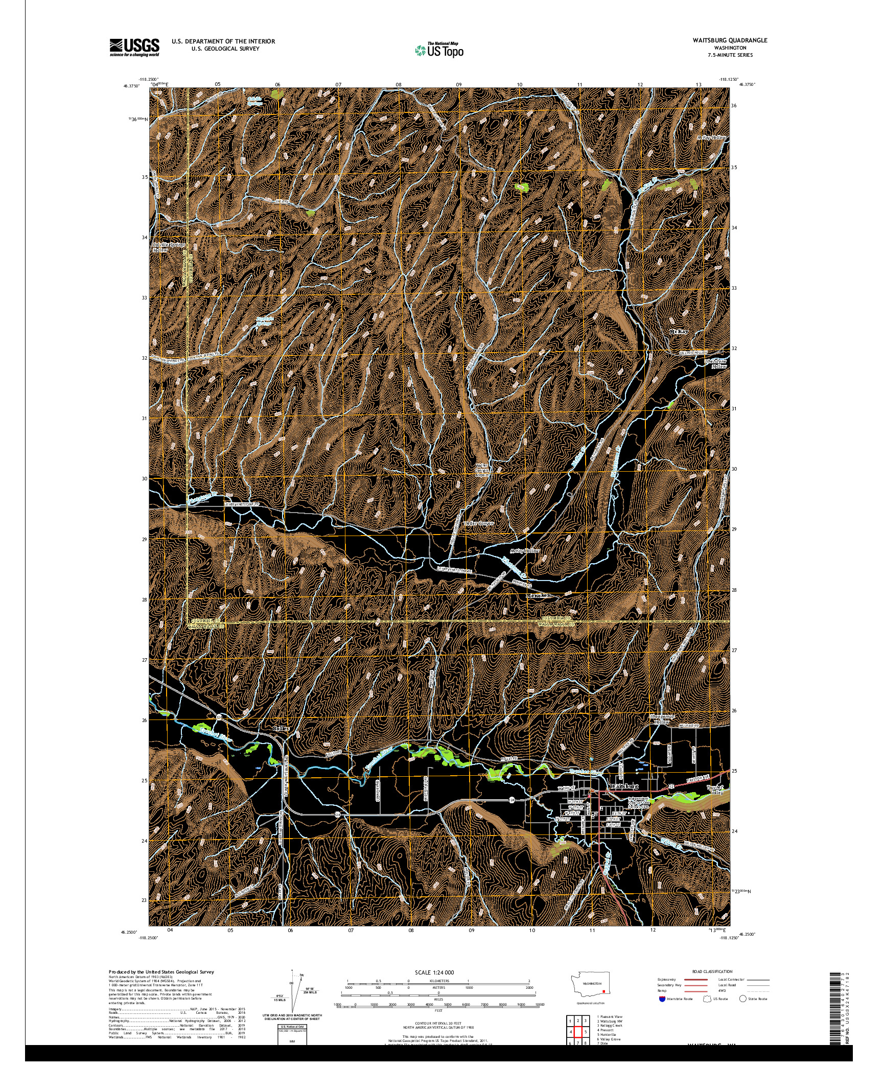 USGS US TOPO 7.5-MINUTE MAP FOR WAITSBURG, WA 2020