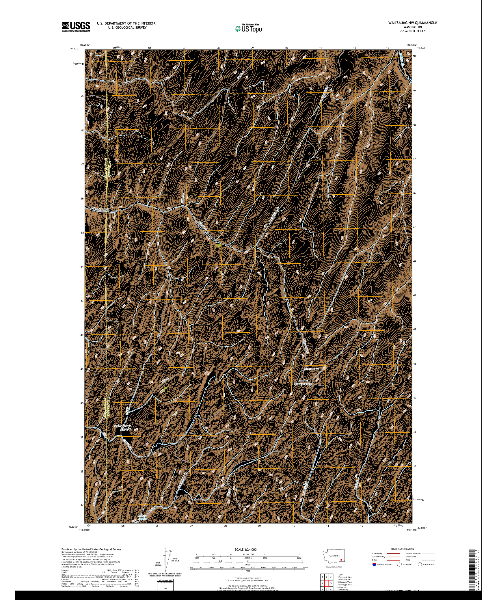 USGS US TOPO 7.5-MINUTE MAP FOR WAITSBURG NW, WA 2020
