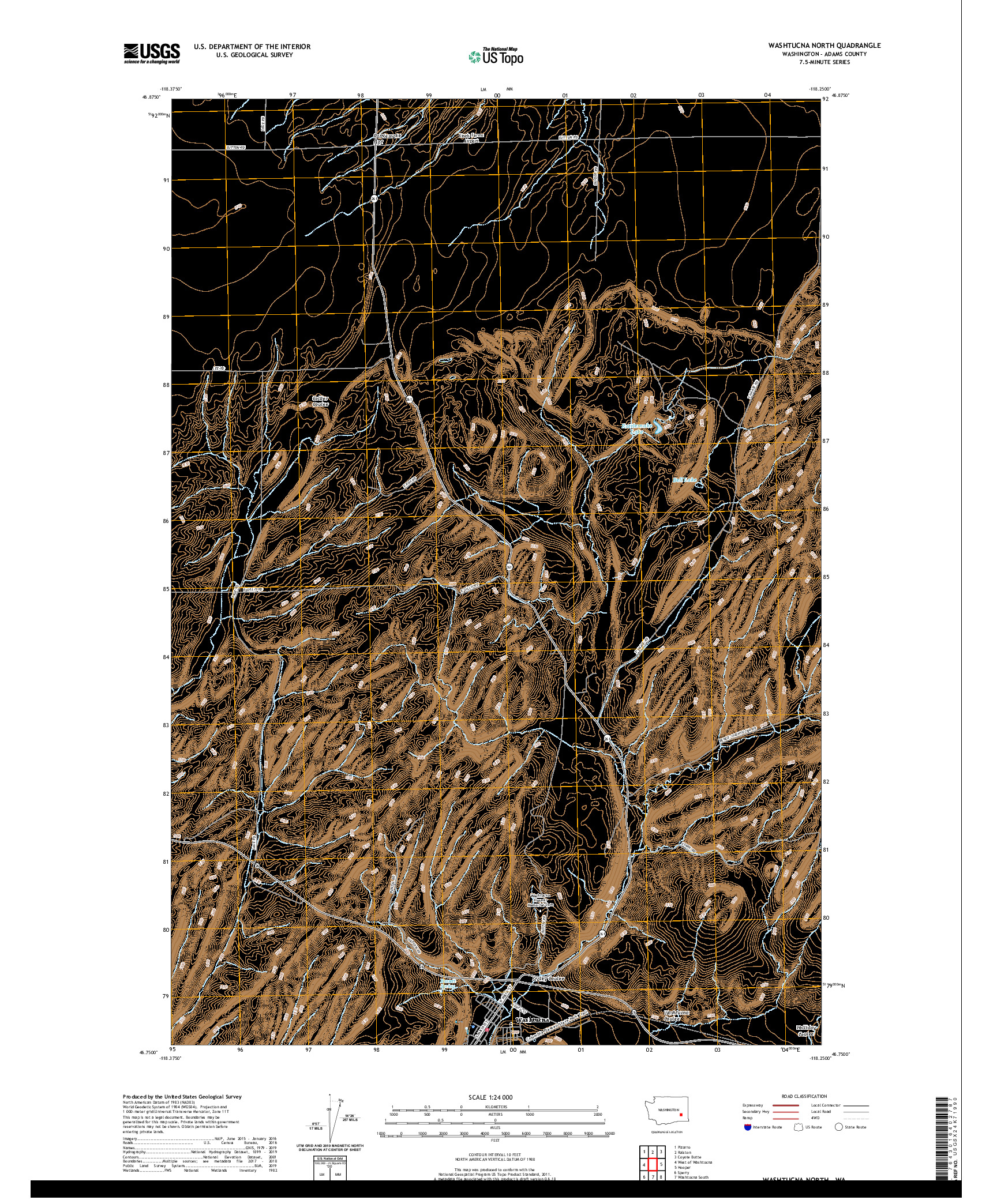 USGS US TOPO 7.5-MINUTE MAP FOR WASHTUCNA NORTH, WA 2020