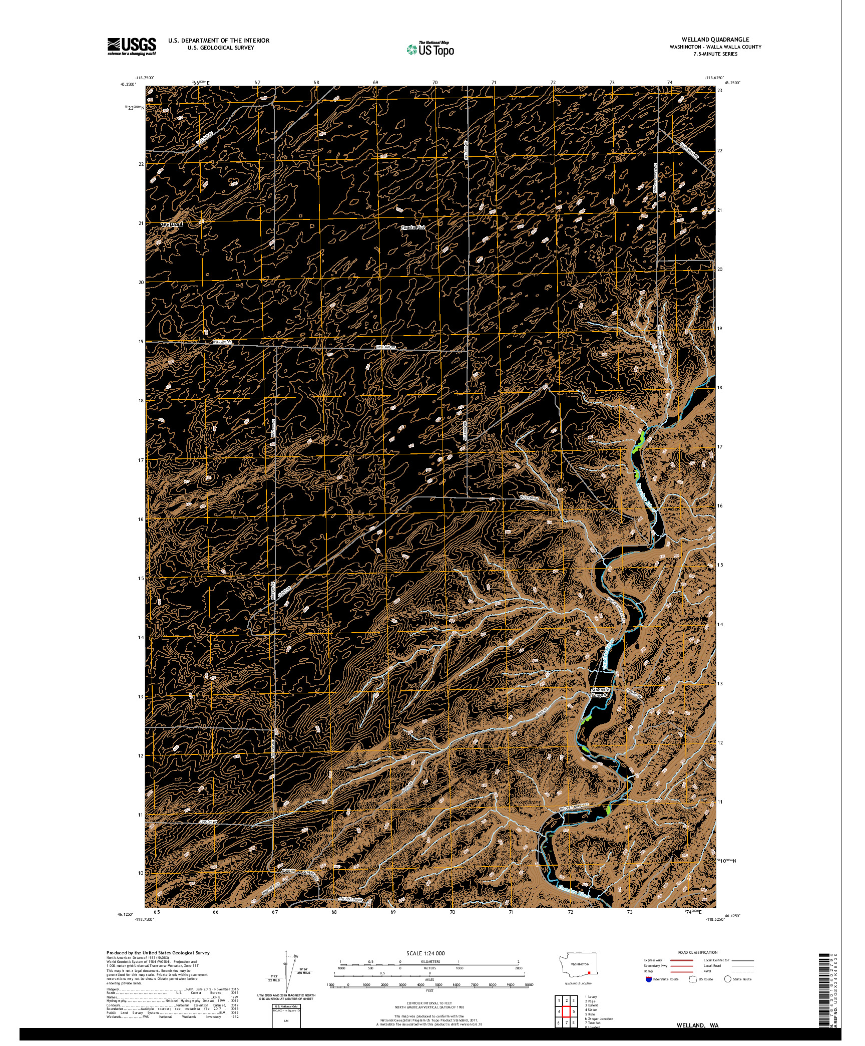 USGS US TOPO 7.5-MINUTE MAP FOR WELLAND, WA 2020