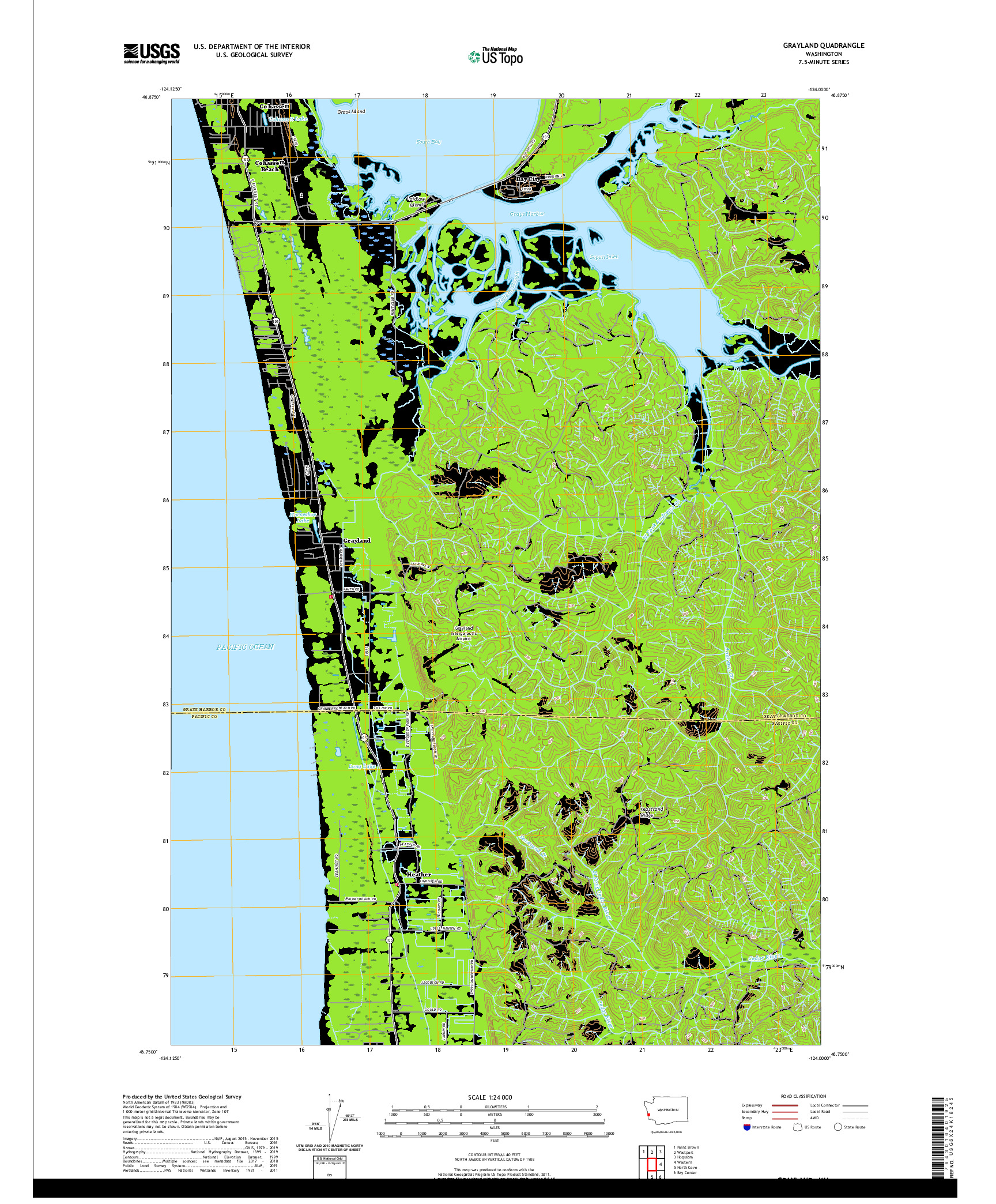 USGS US TOPO 7.5-MINUTE MAP FOR GRAYLAND, WA 2020