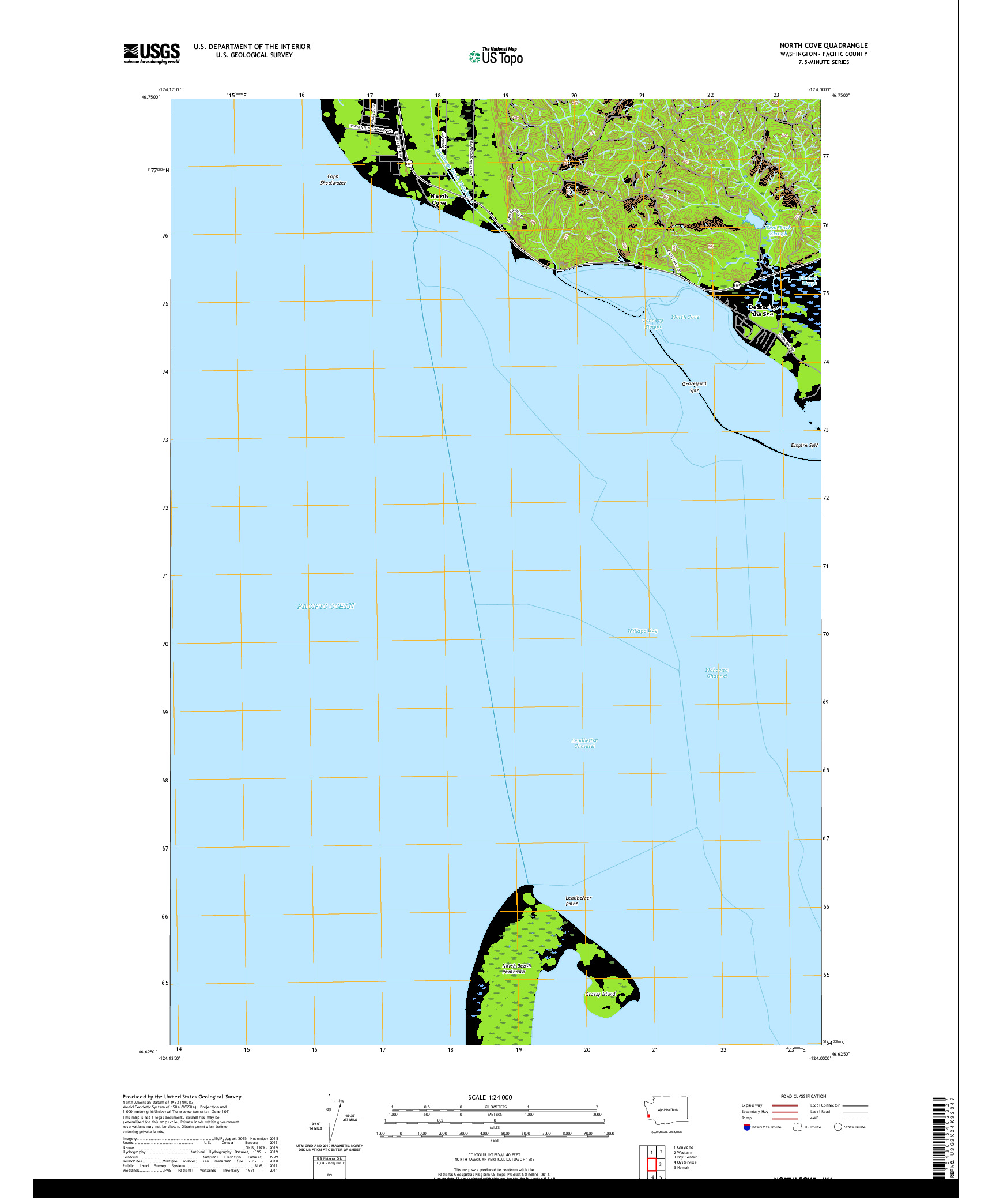 USGS US TOPO 7.5-MINUTE MAP FOR NORTH COVE, WA 2020