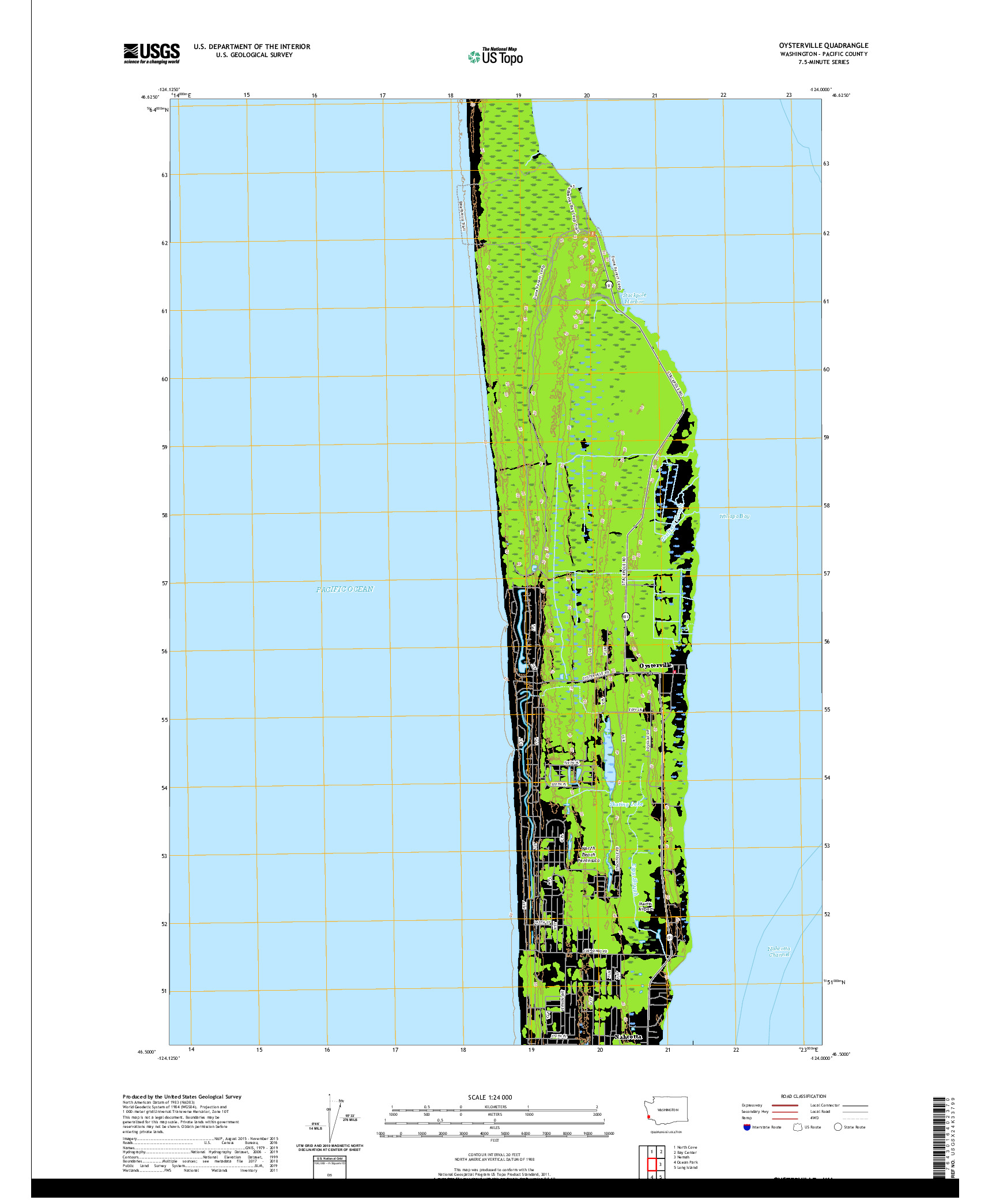 USGS US TOPO 7.5-MINUTE MAP FOR OYSTERVILLE, WA 2020