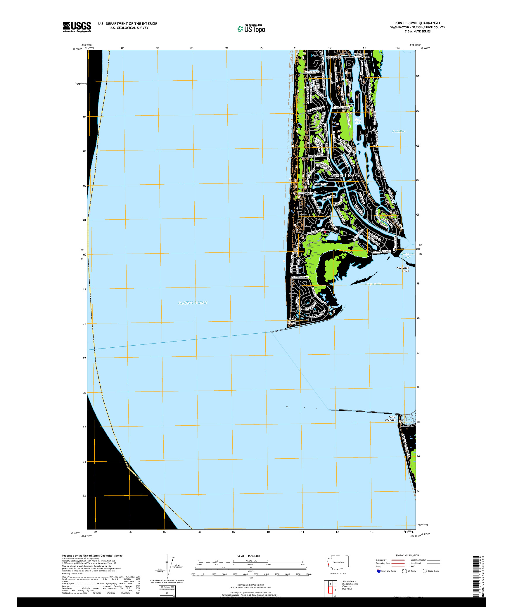 USGS US TOPO 7.5-MINUTE MAP FOR POINT BROWN, WA 2020