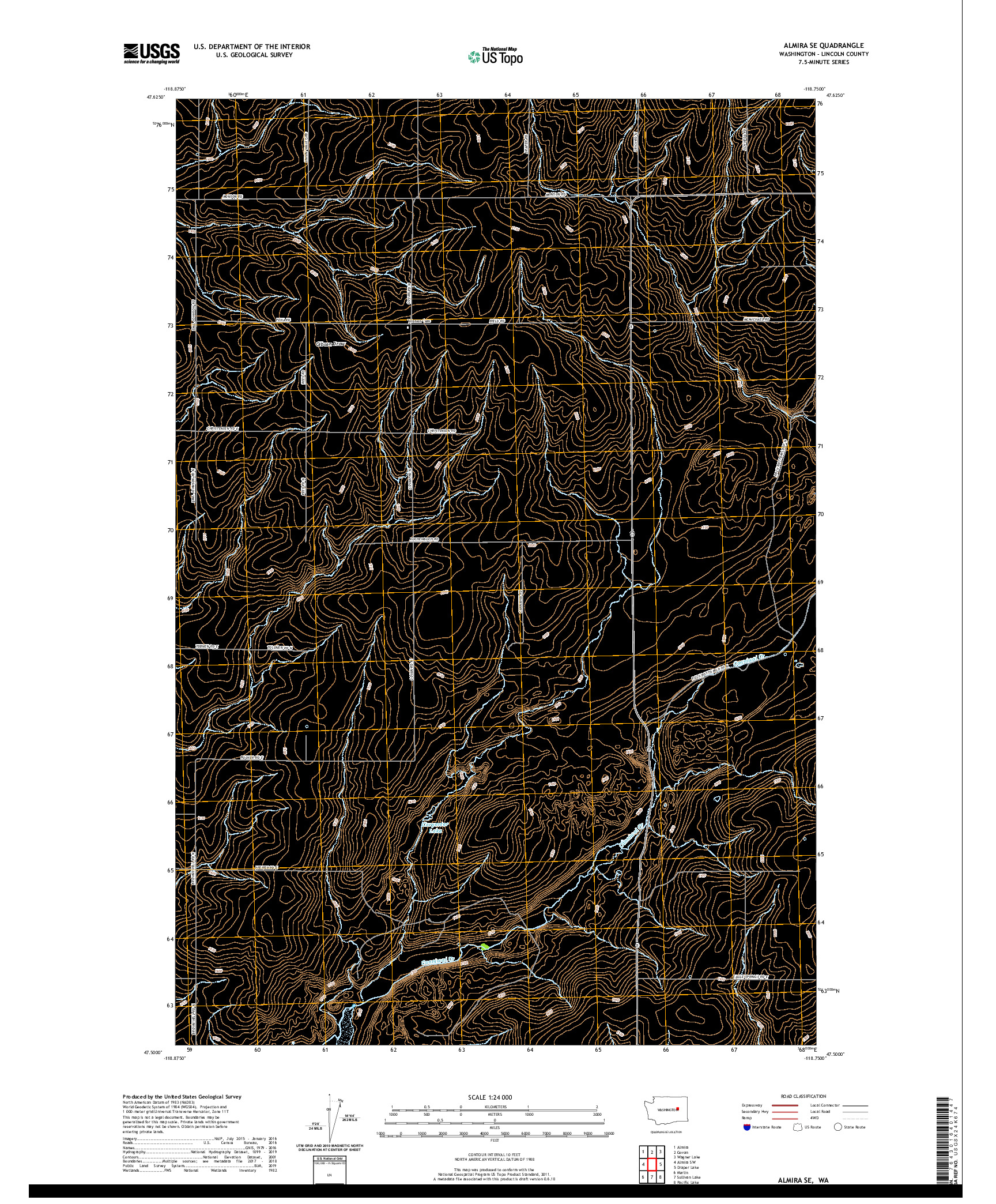 USGS US TOPO 7.5-MINUTE MAP FOR ALMIRA SE, WA 2020