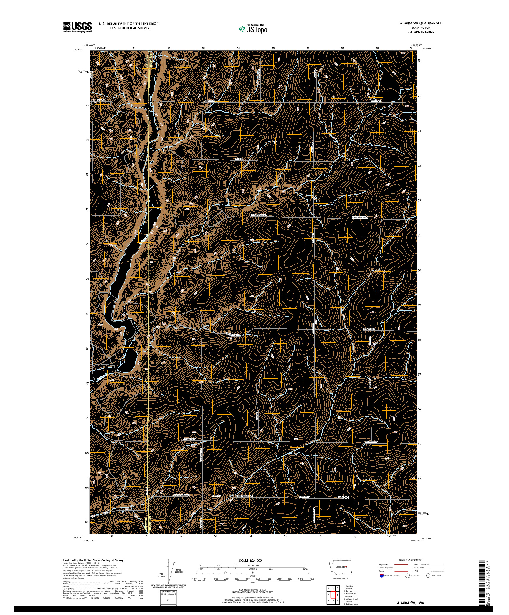 USGS US TOPO 7.5-MINUTE MAP FOR ALMIRA SW, WA 2020