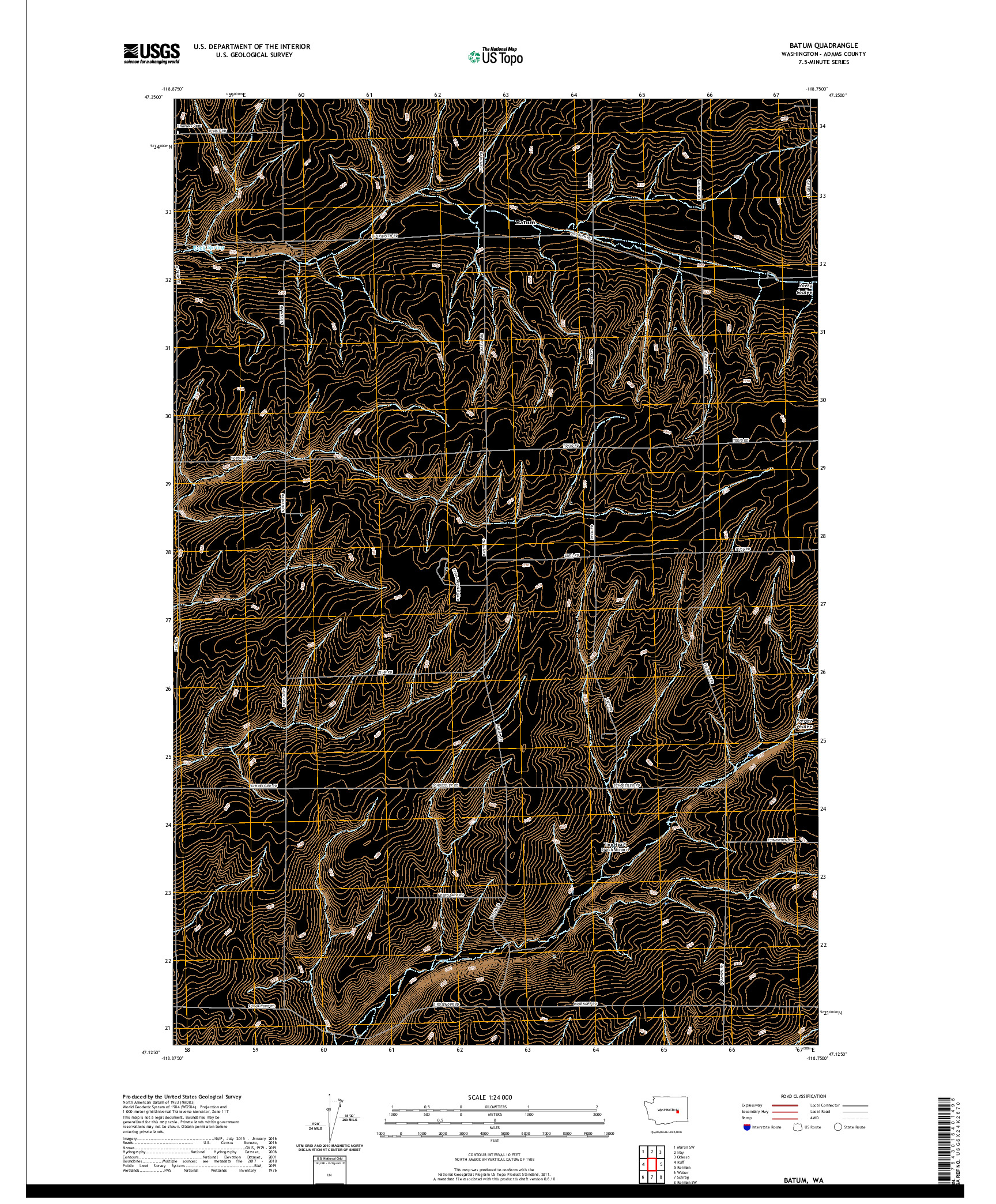 USGS US TOPO 7.5-MINUTE MAP FOR BATUM, WA 2020