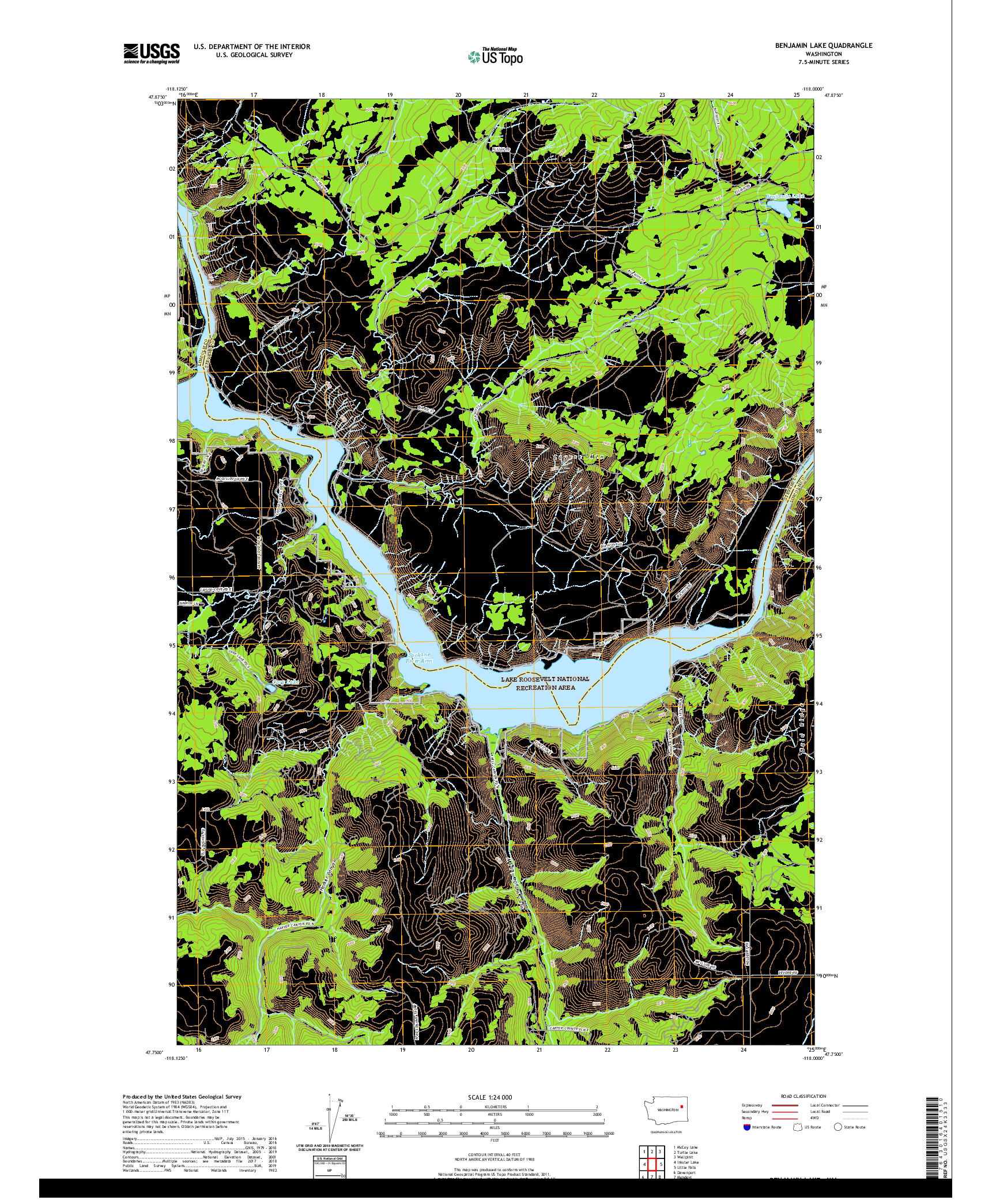 USGS US TOPO 7.5-MINUTE MAP FOR BENJAMIN LAKE, WA 2020