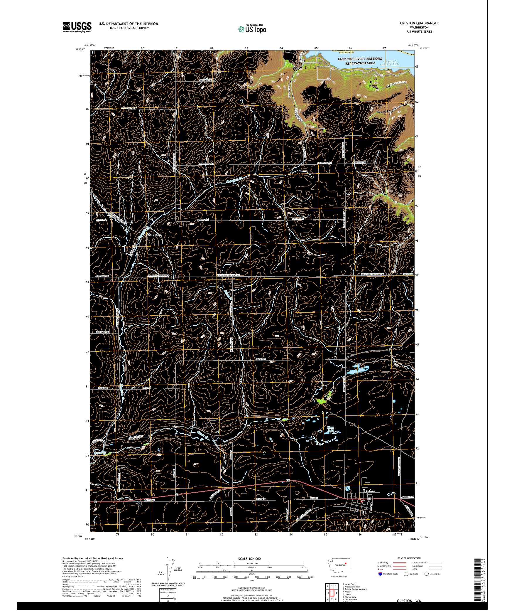 USGS US TOPO 7.5-MINUTE MAP FOR CRESTON, WA 2020