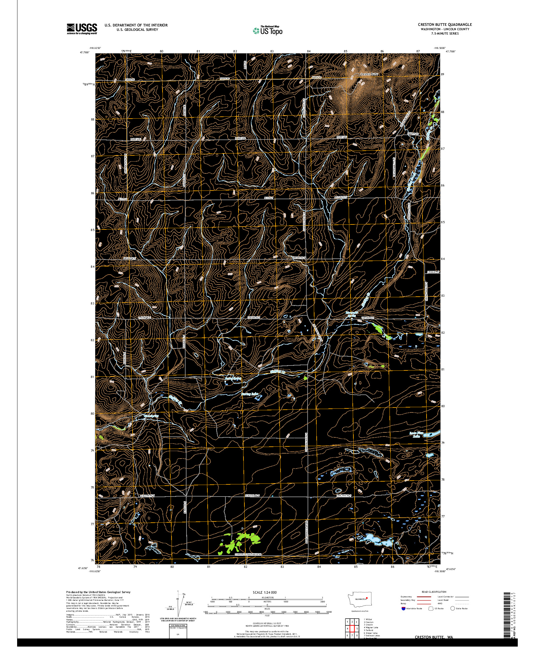 USGS US TOPO 7.5-MINUTE MAP FOR CRESTON BUTTE, WA 2020