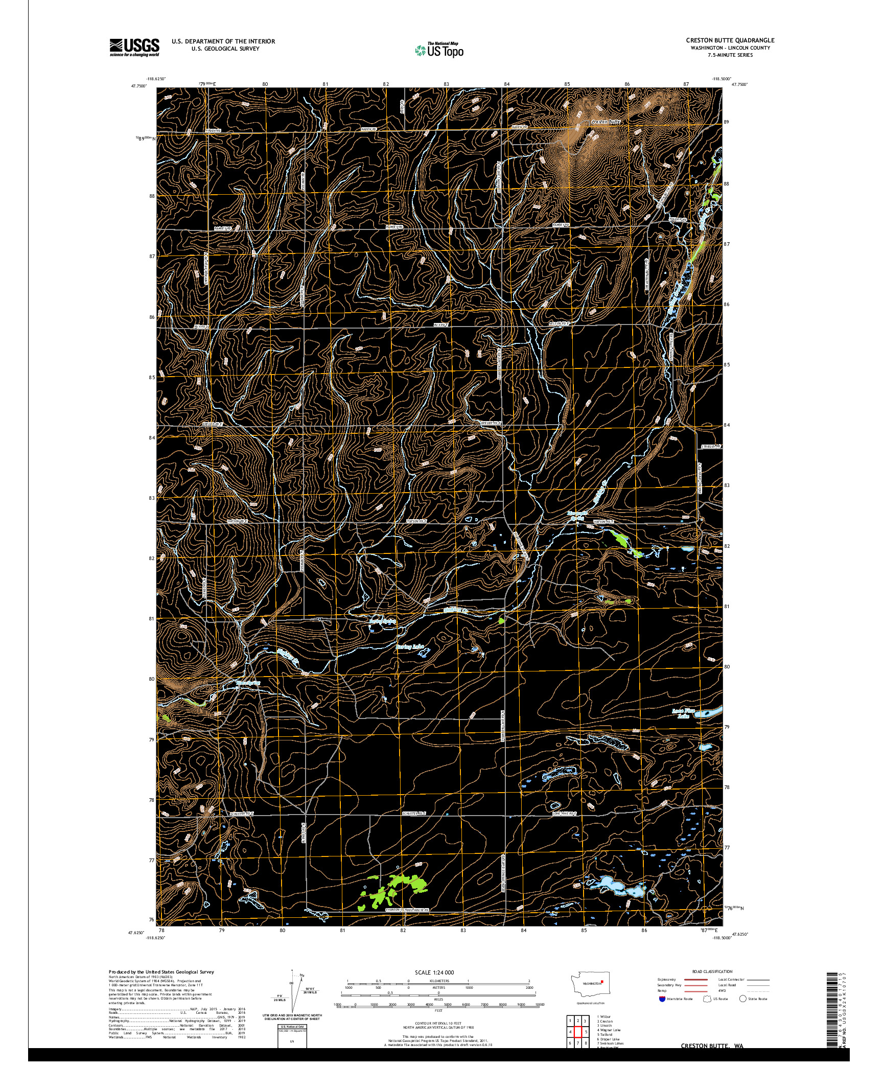 USGS US TOPO 7.5-MINUTE MAP FOR CRESTON BUTTE, WA 2020