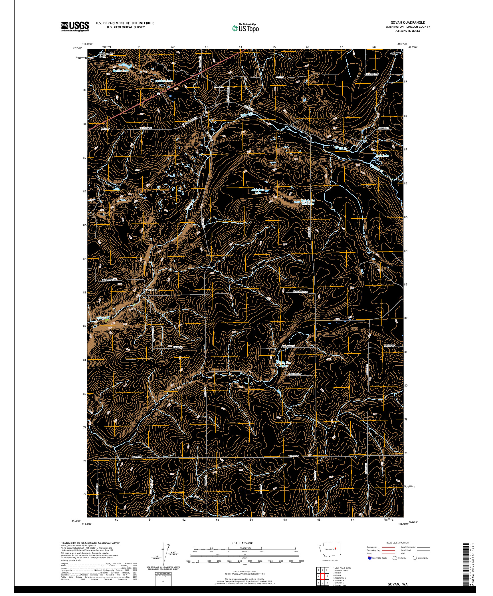 USGS US TOPO 7.5-MINUTE MAP FOR GOVAN, WA 2020