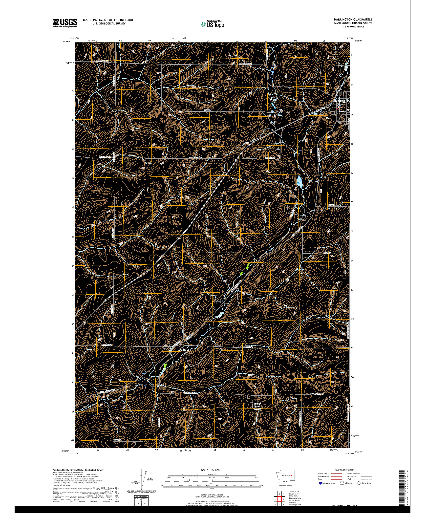 USGS US TOPO 7.5-MINUTE MAP FOR HARRINGTON, WA 2020