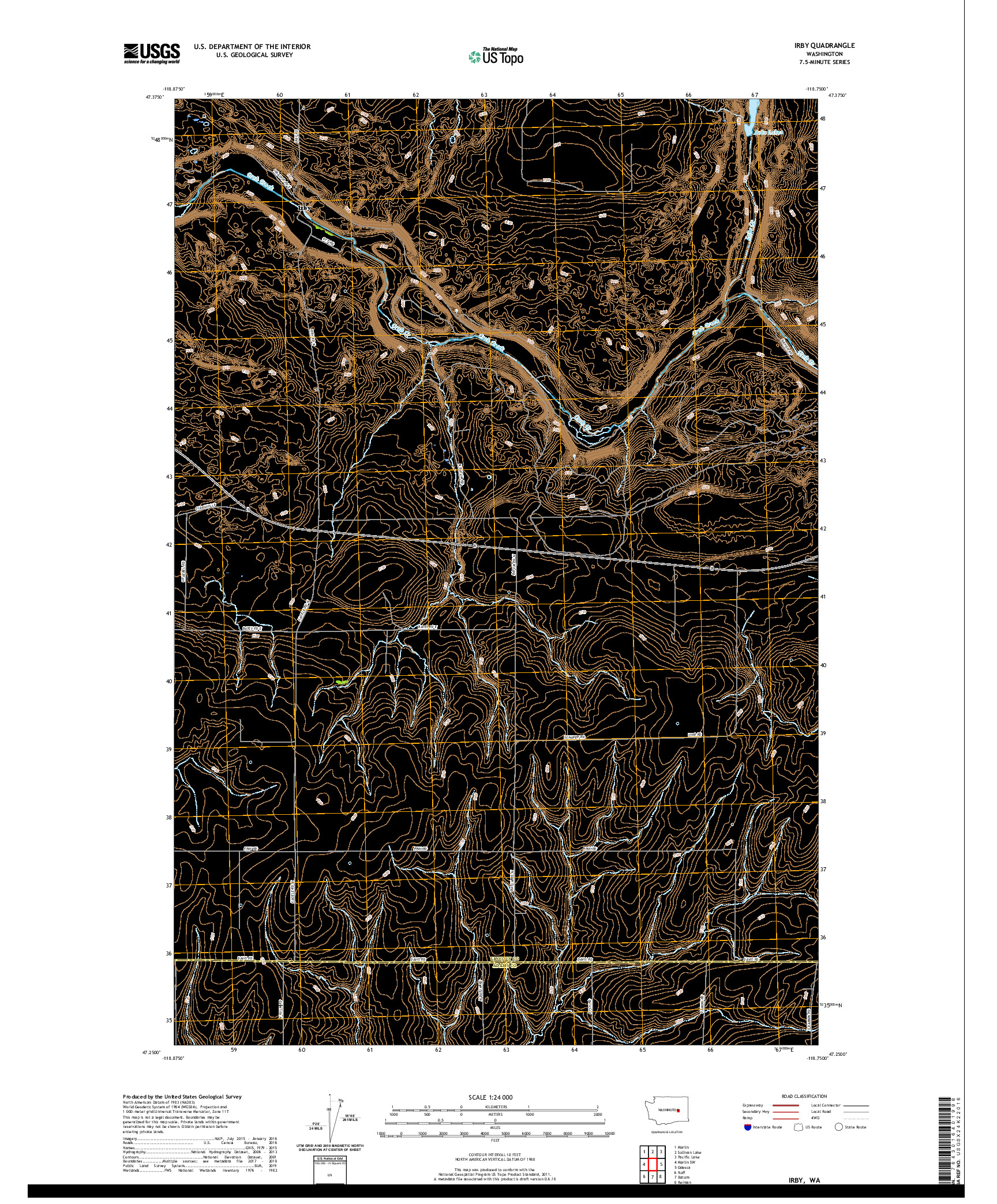 USGS US TOPO 7.5-MINUTE MAP FOR IRBY, WA 2020