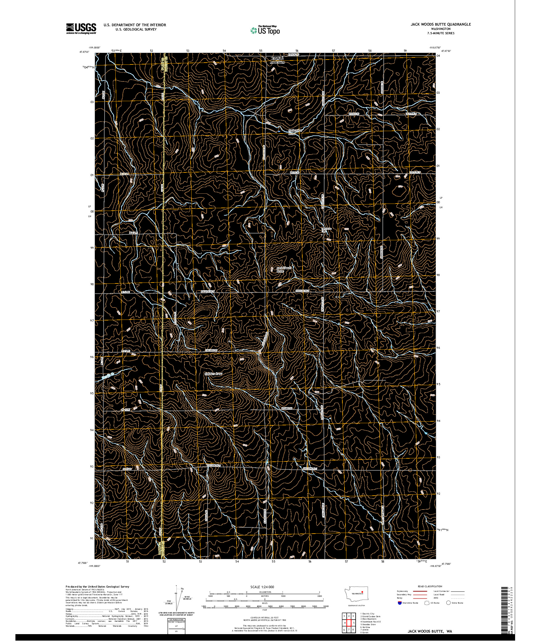 USGS US TOPO 7.5-MINUTE MAP FOR JACK WOODS BUTTE, WA 2020