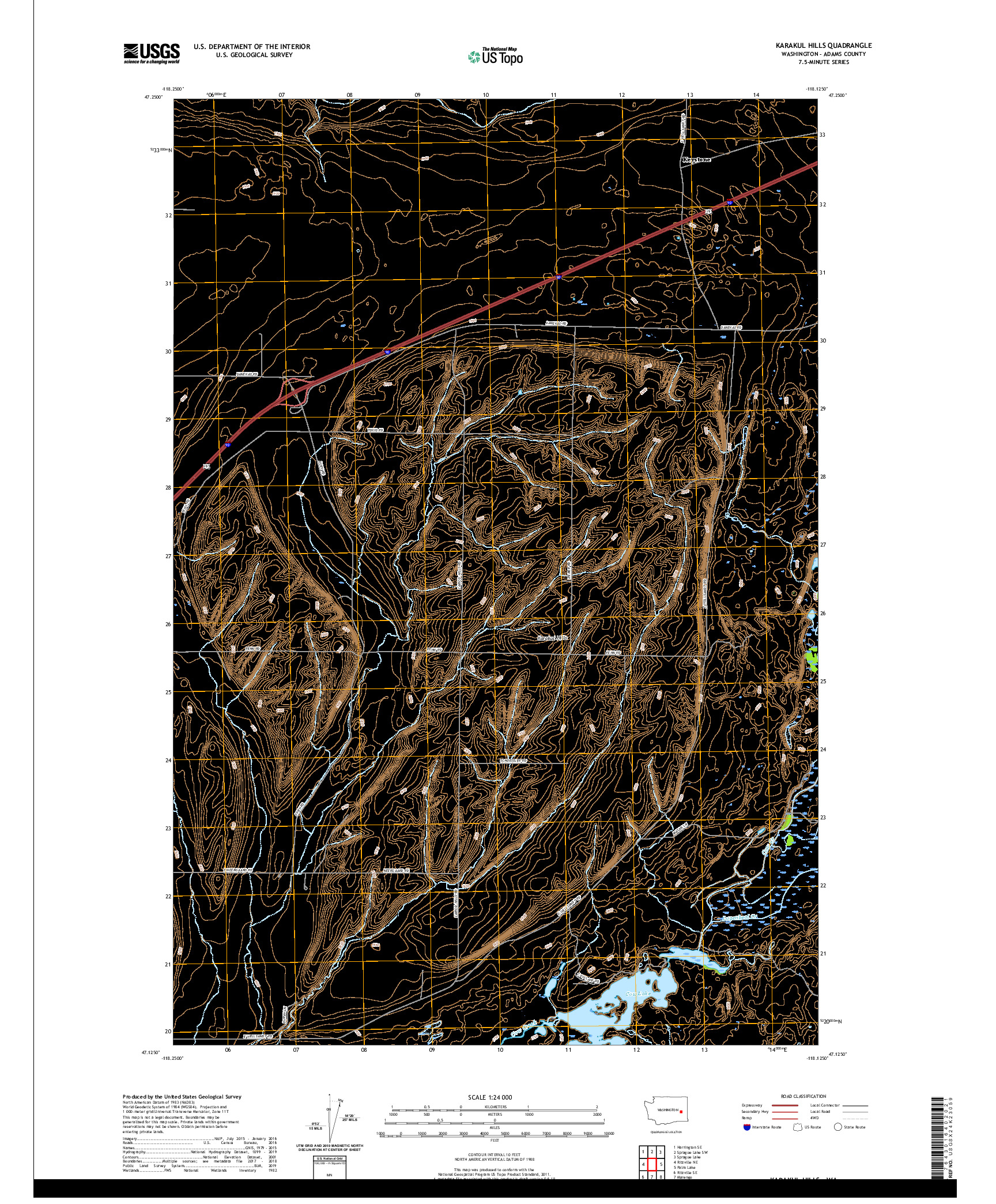 USGS US TOPO 7.5-MINUTE MAP FOR KARAKUL HILLS, WA 2020