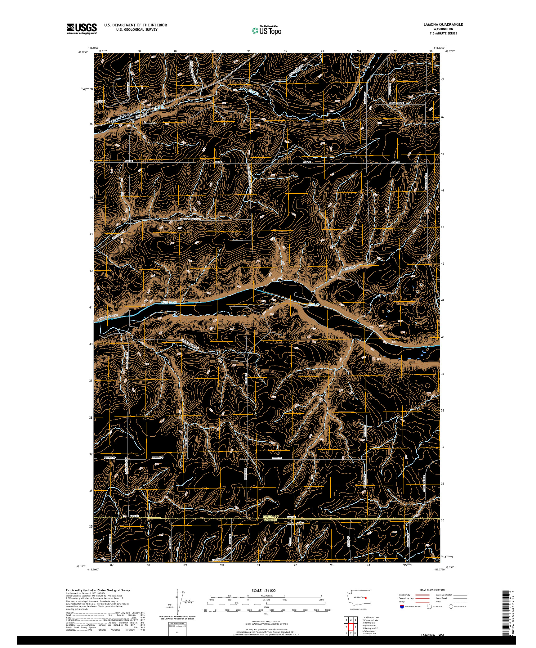 USGS US TOPO 7.5-MINUTE MAP FOR LAMONA, WA 2020